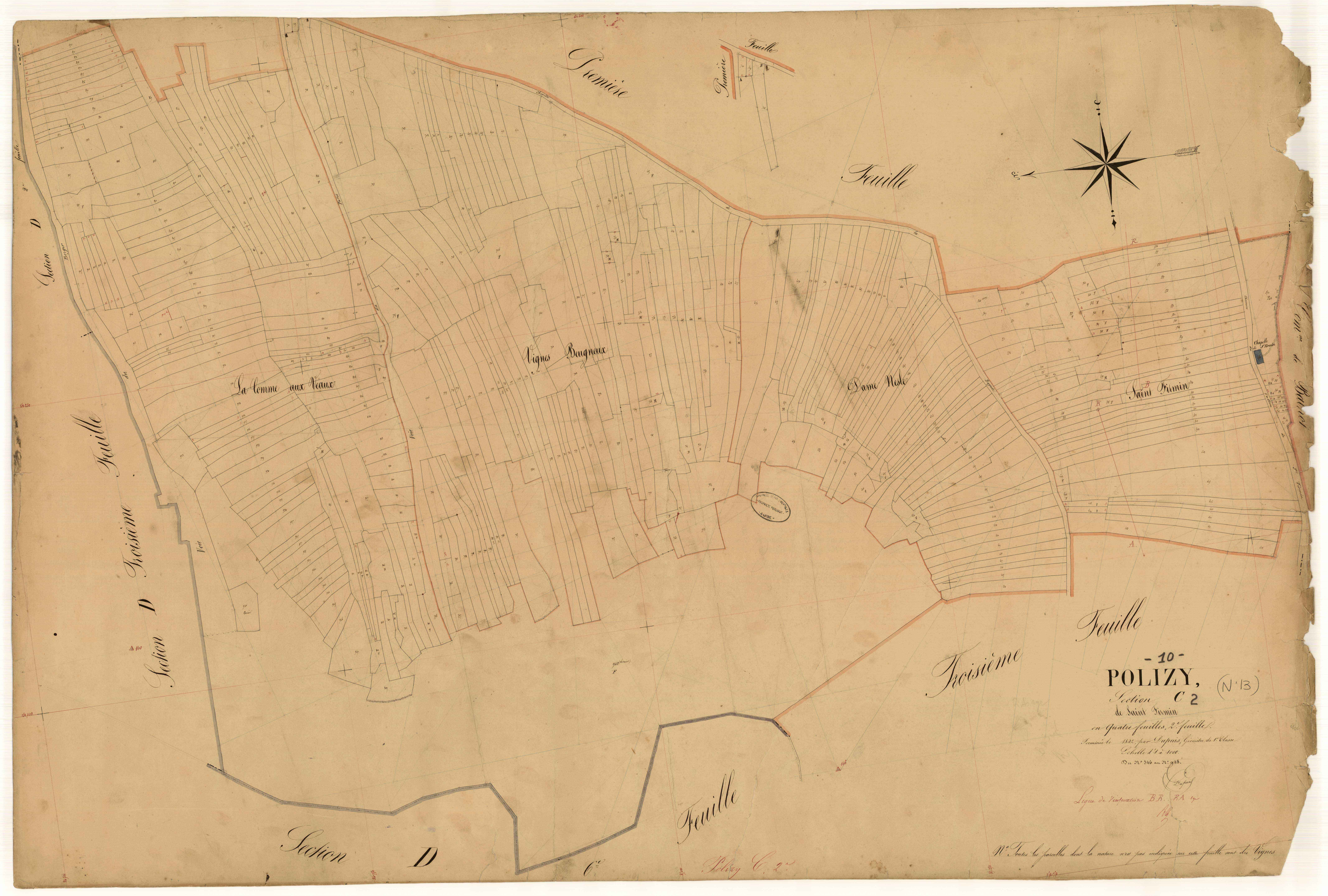 Polisy, section C dite de Saint Firmin, feuille n° 2, parcelles n° 546-948
