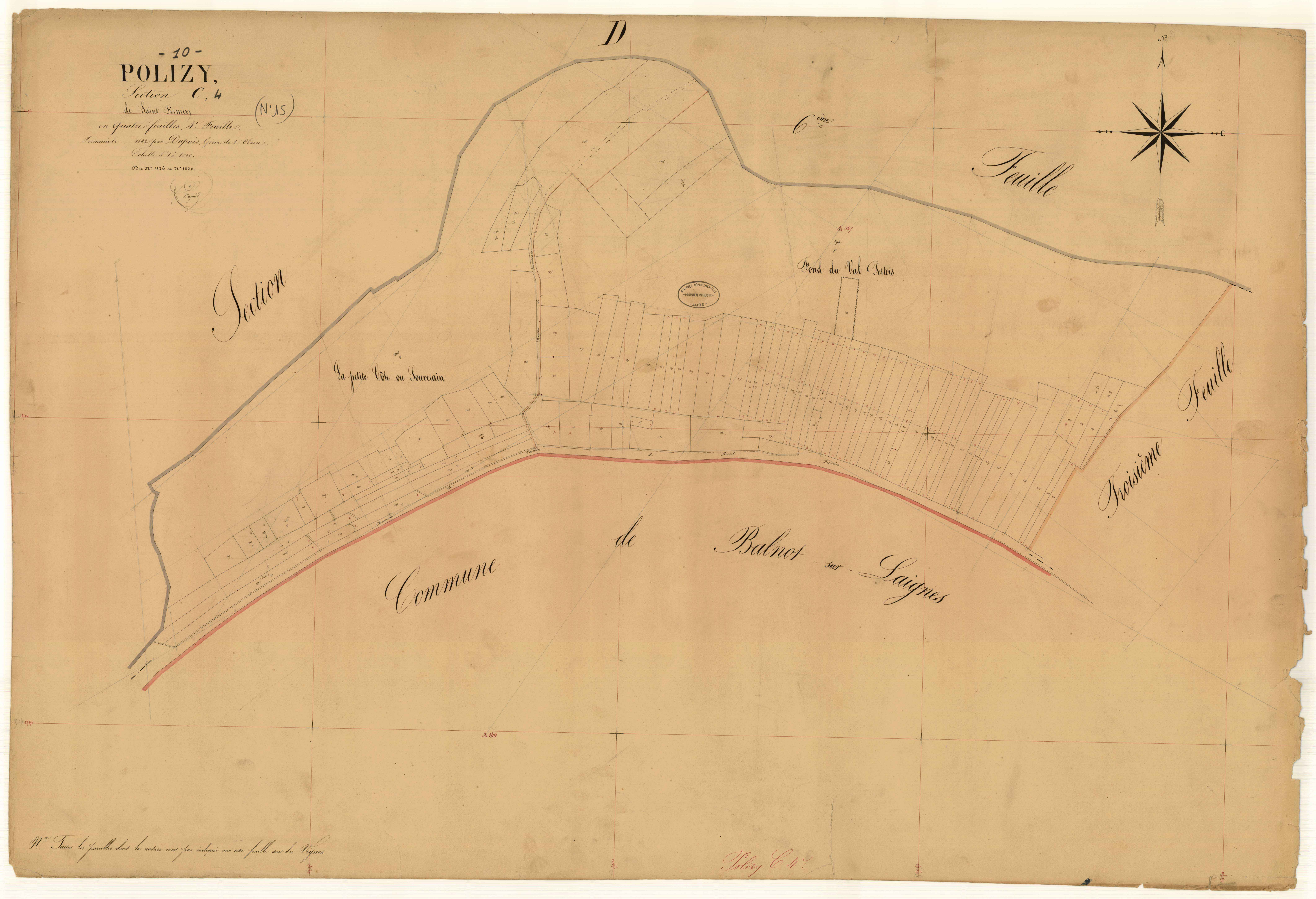 Polisy, section C dite de Saint Firmin, feuille n° 4, parcelles n° 1126-1230