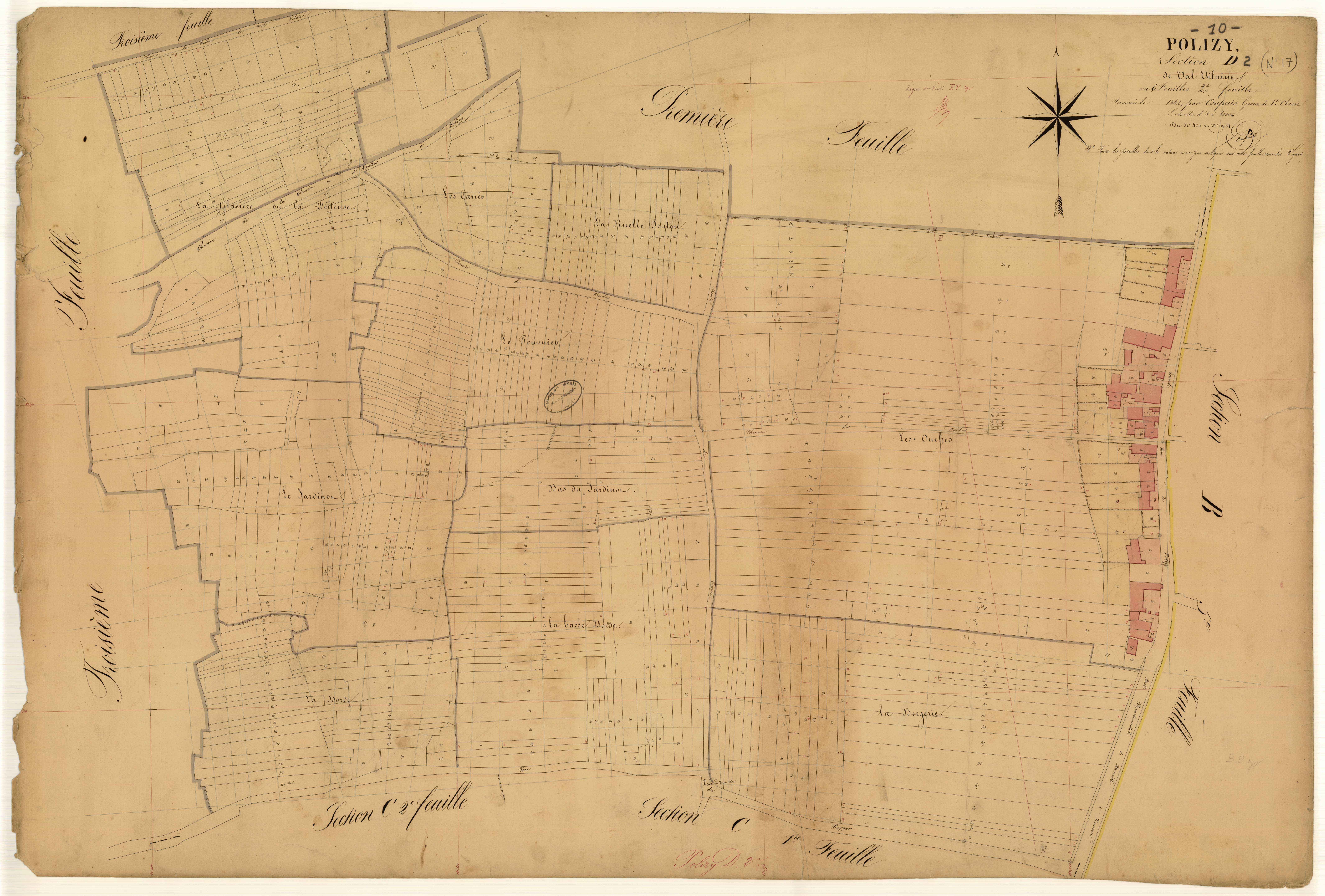 Polisy, section D dite de Val Vilaine, feuille n° 2, parcelles n° 420-904