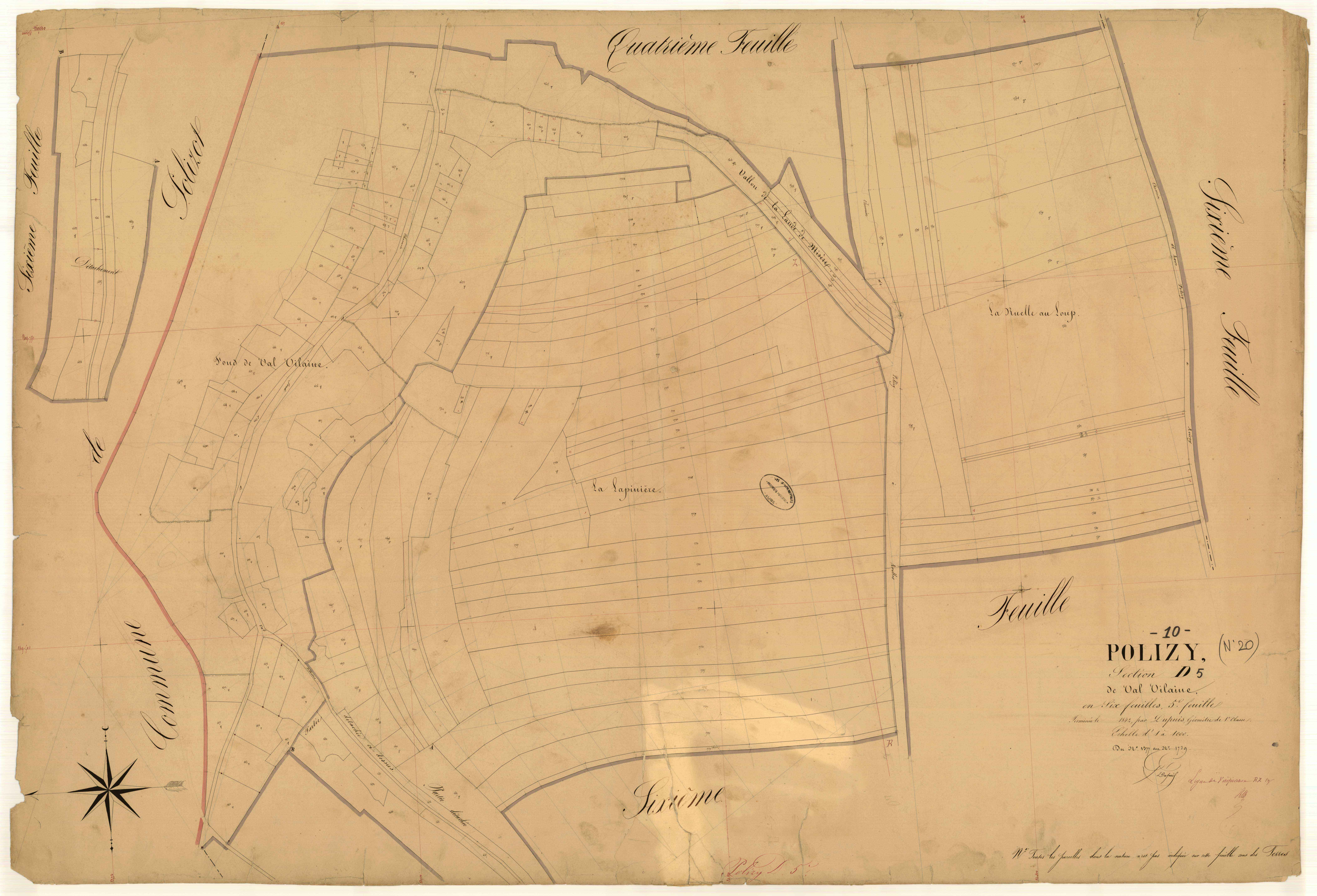 Polisy, section D dite de Val Vilaine, feuille n° 5, parcelles n° 1577-1739