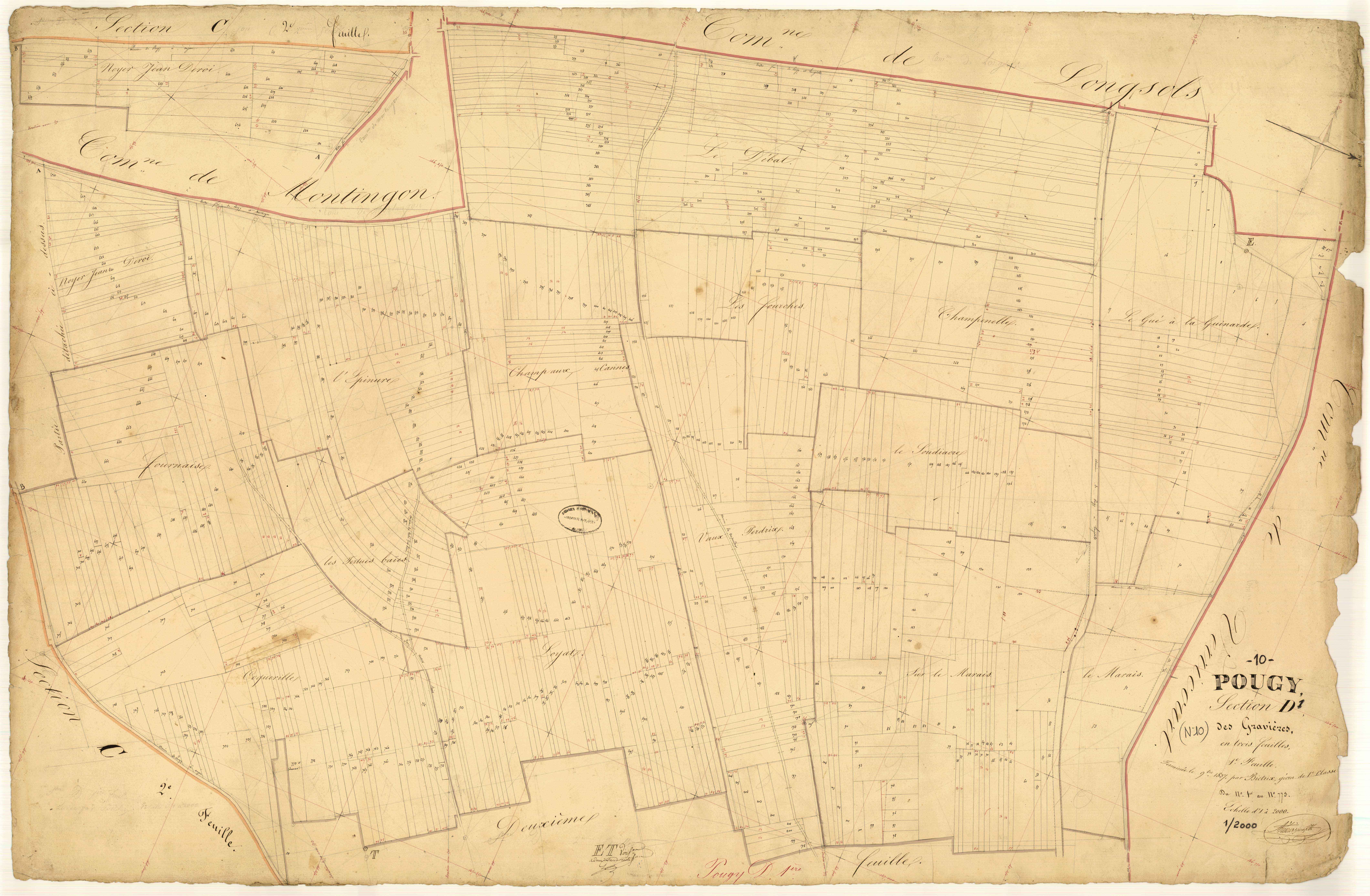 Pougy, section D dite des Gravières, feuille n° 1, parcelles n°1-773
