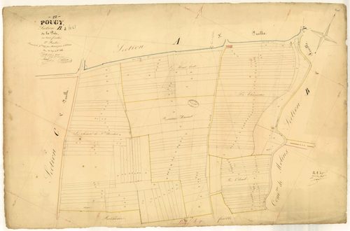 Pougy, section B dite de la Prée, feuille n° 2, parcelles n°390-546