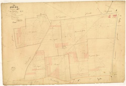 Pougy, section D dite des Gravières, feuille n° 3, parcelles n°1448-1722