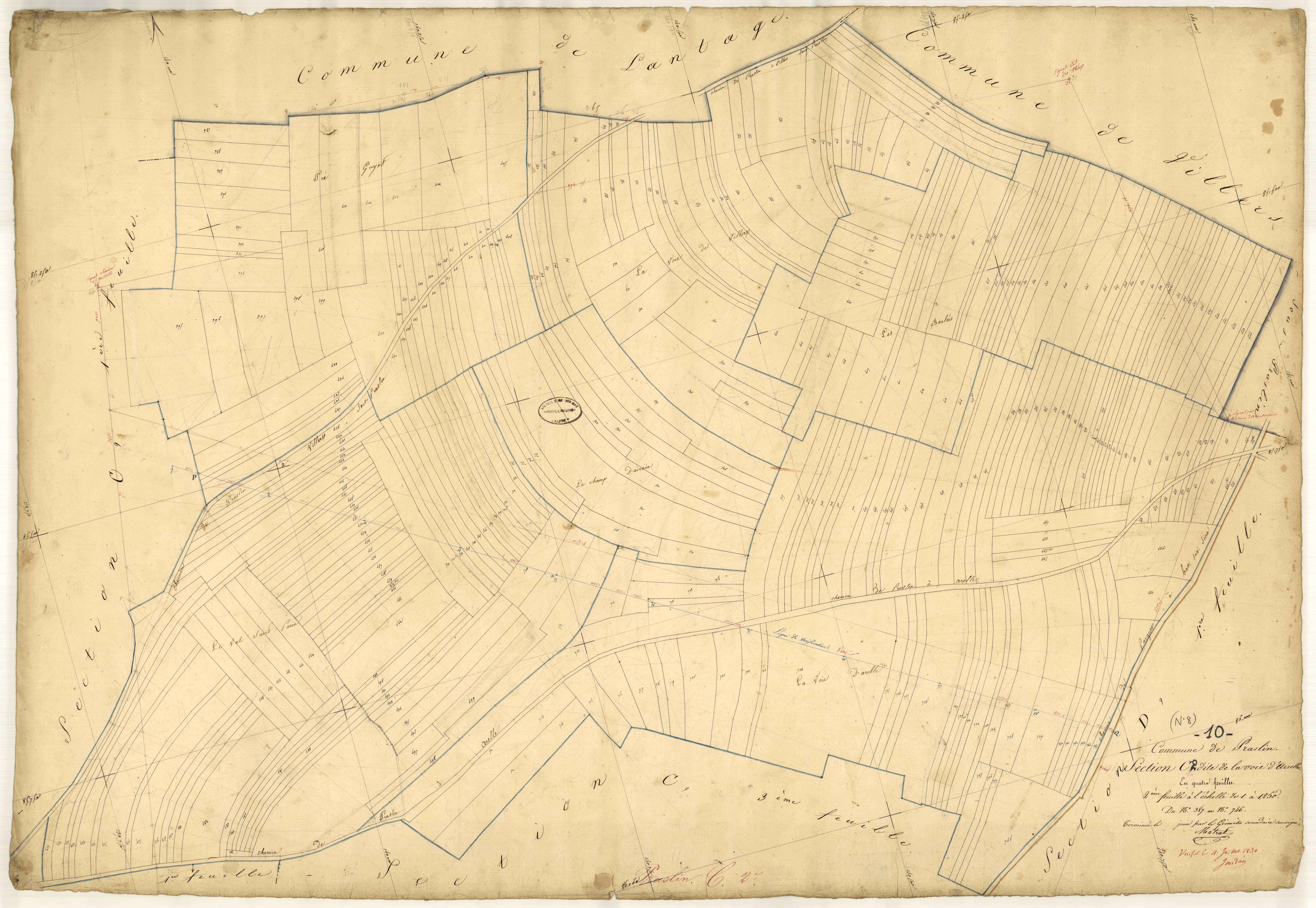 Praslin, section C dite de la Voie d'Arelles, feuille n° 2, parcelles n° 387-746