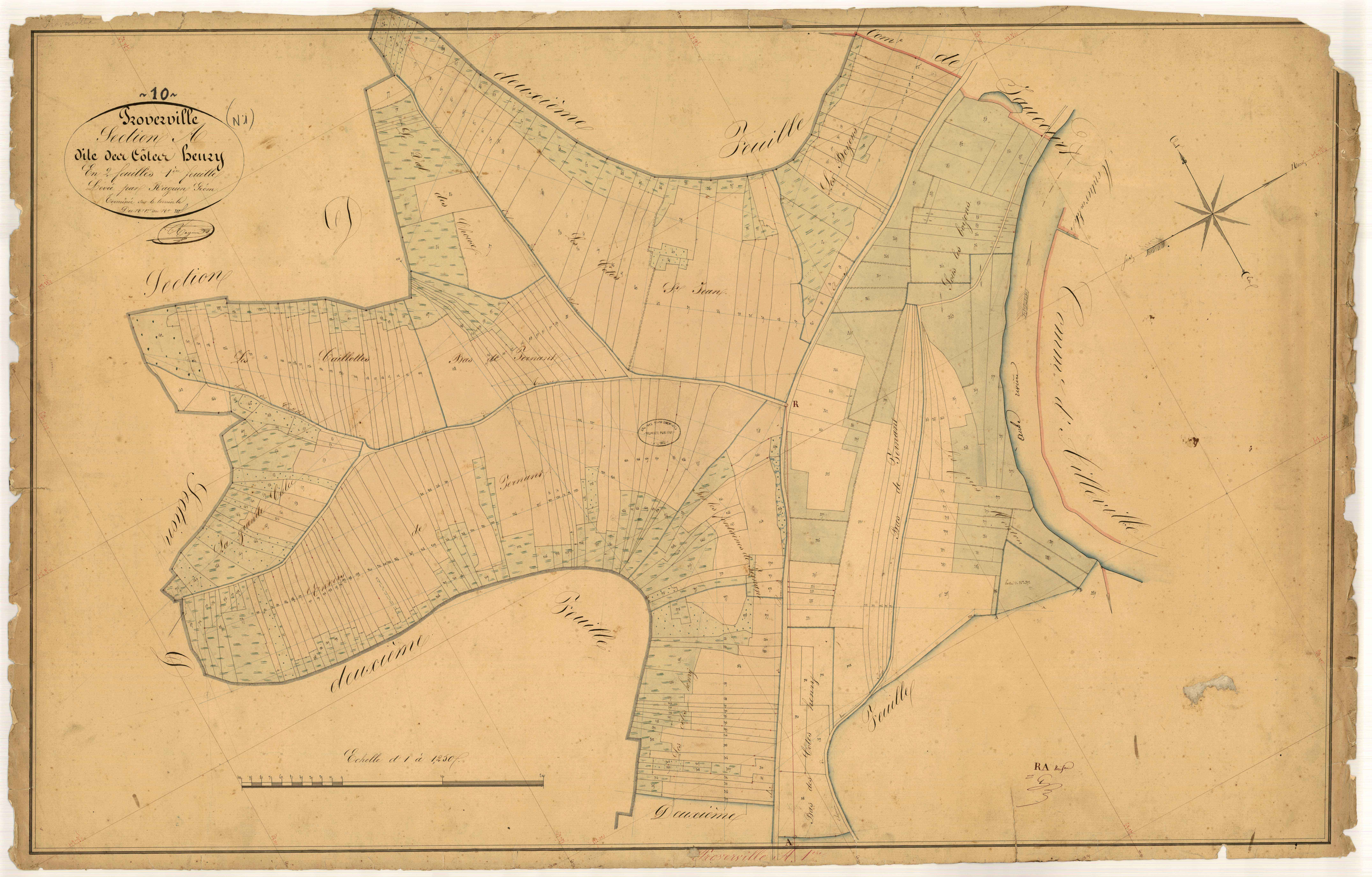 Proverville, section A dite des Côtes Benzy, feuille n° 1, parcelles n° 1-388