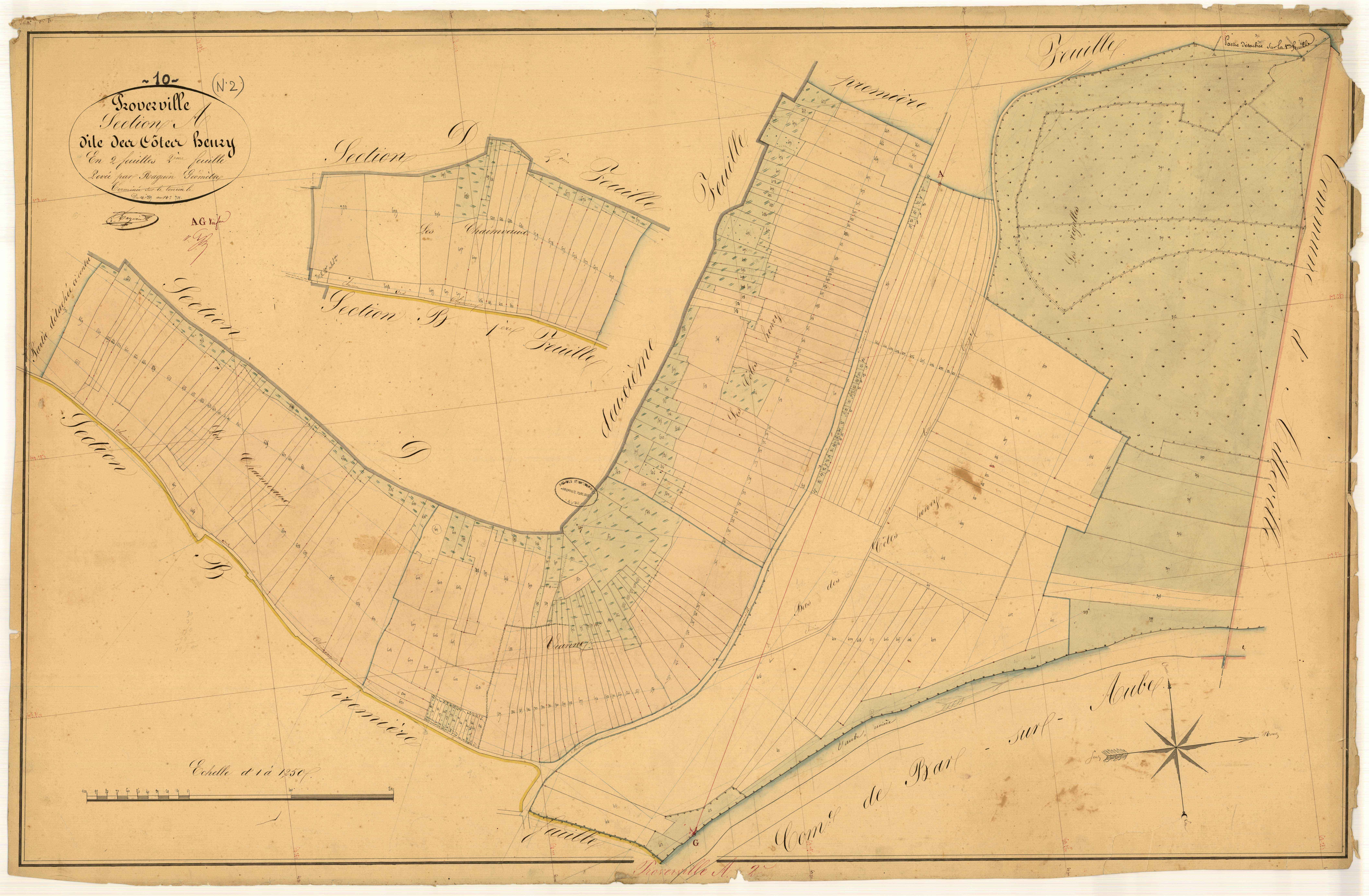 Proverville, section A dite des Côtes Benzy, feuille n° 2, parcelles n° 389-701