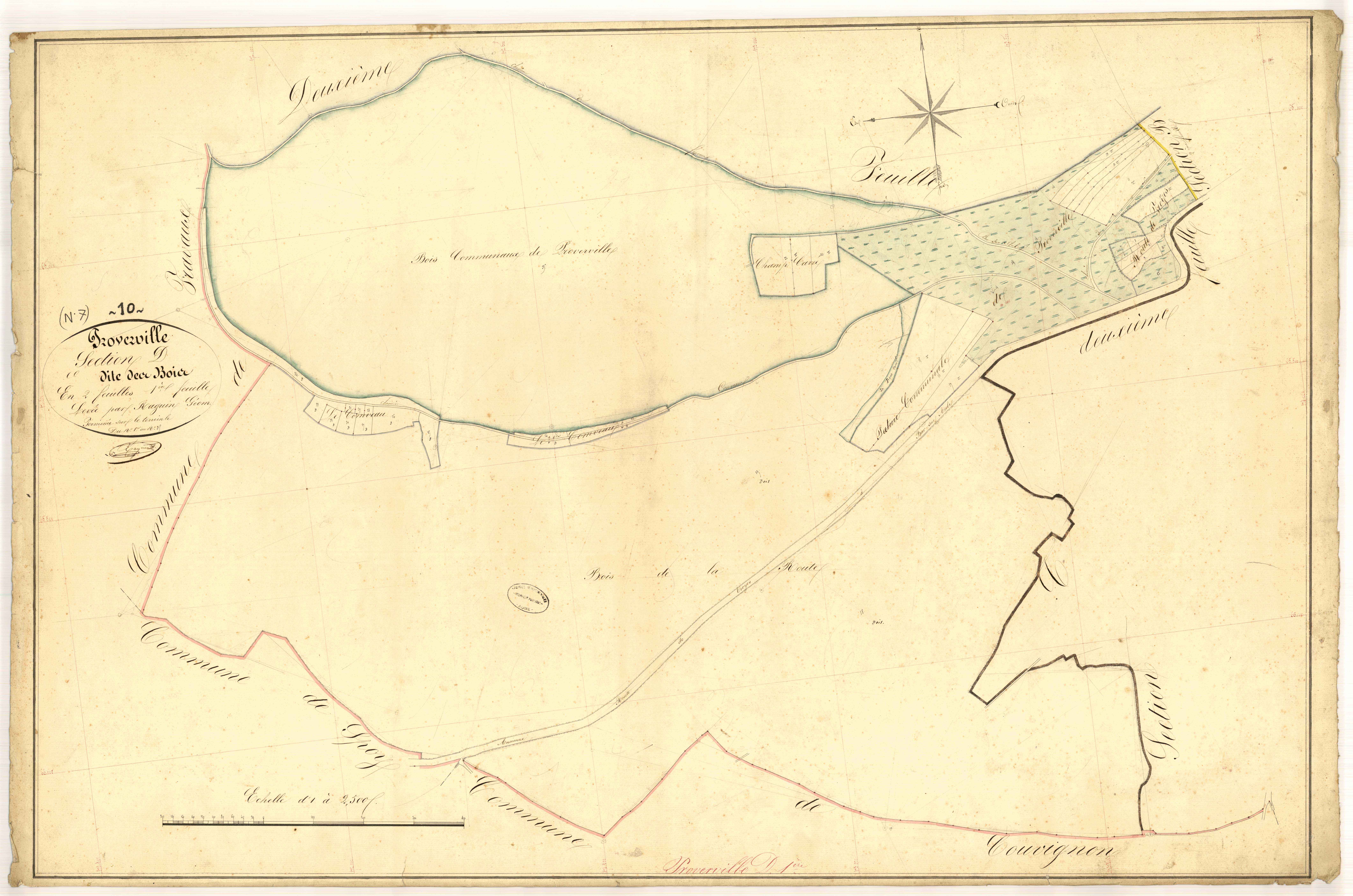 Proverville, section D dite des Bois, feuille n° 1, parcelles n° 1-35