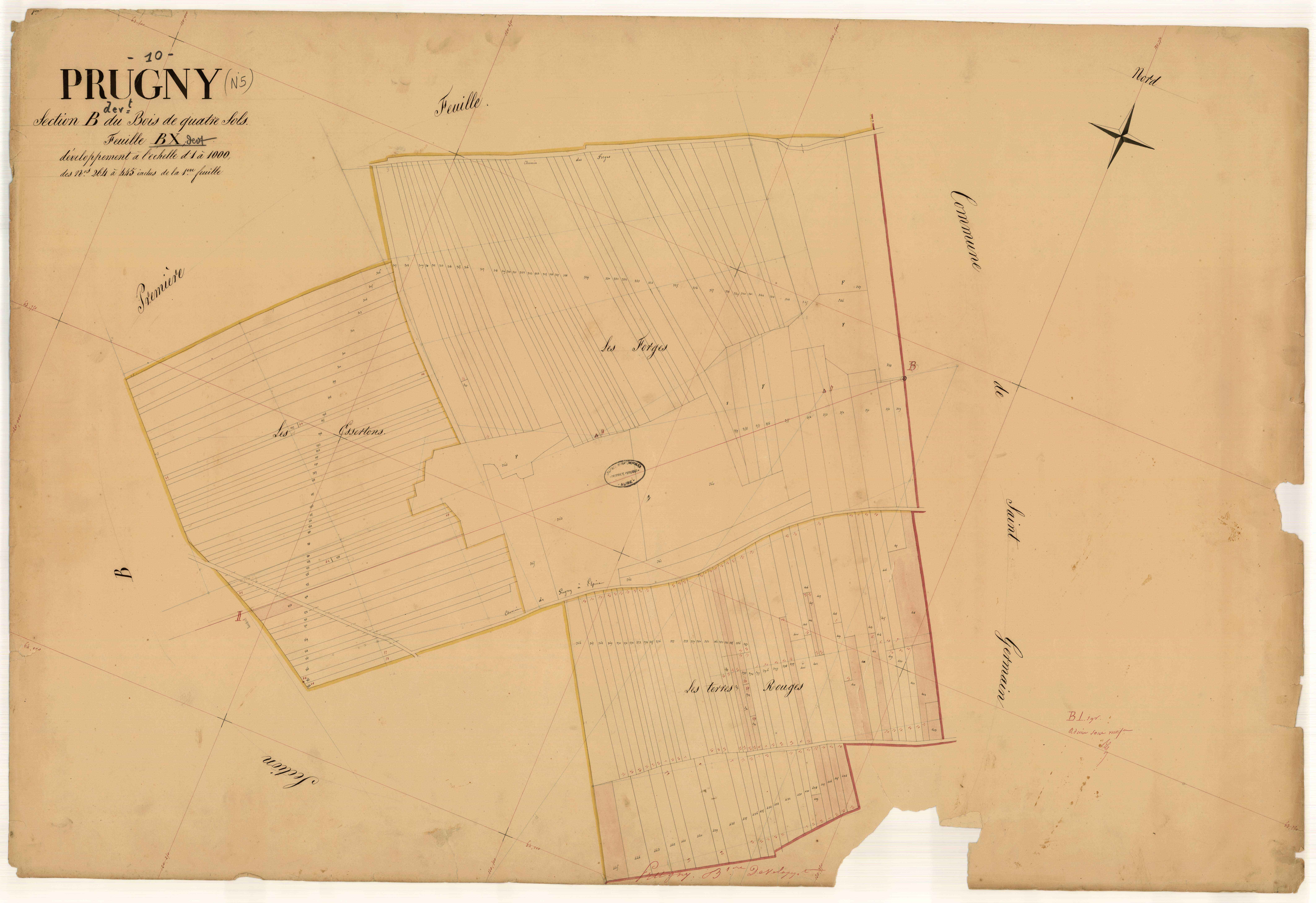 Prugny, section B dite du Bois de quatre sols, parcelles n° 264-445