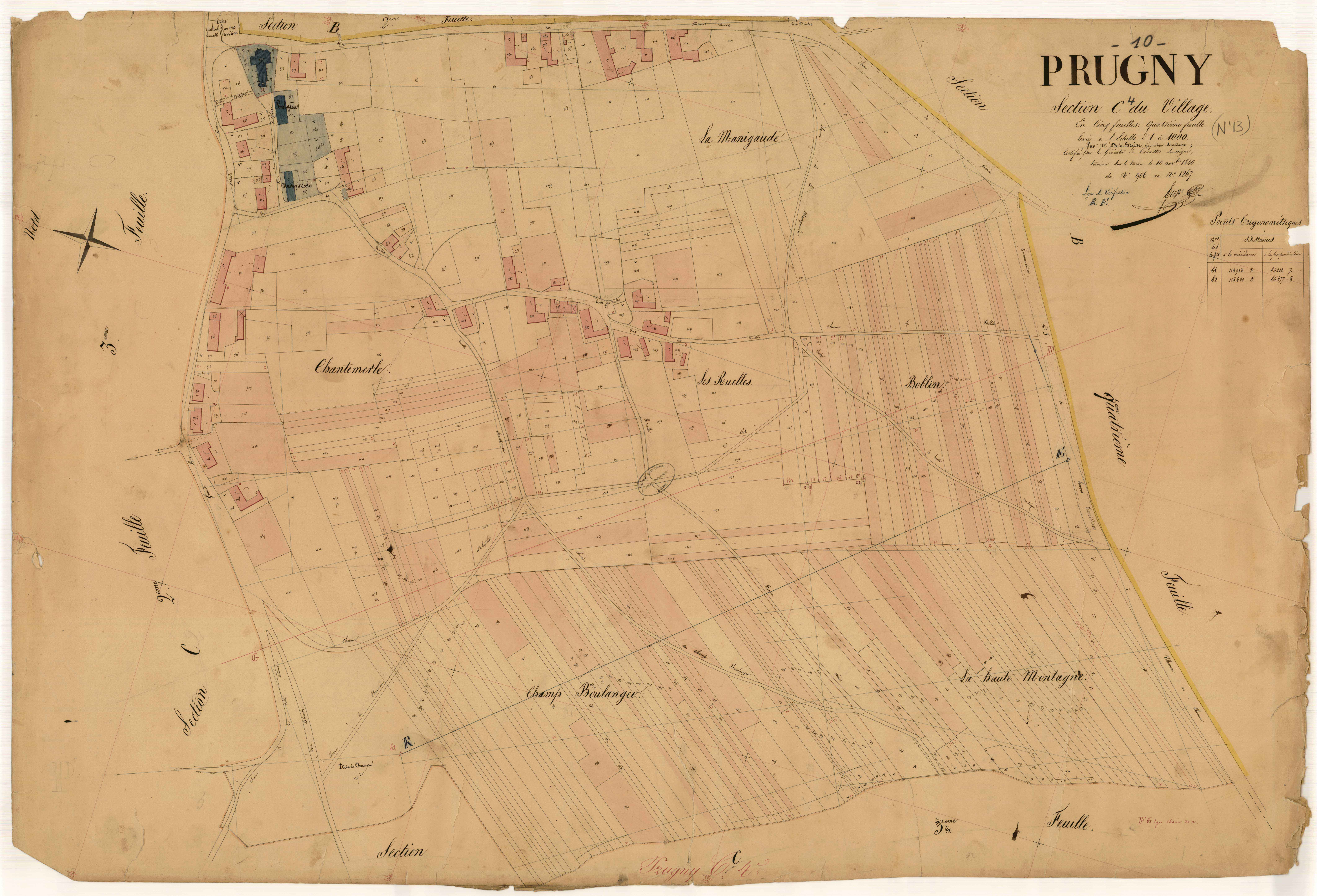 Prugny, section C dite du village, feuille n° 5, parcelles n° 906-1267