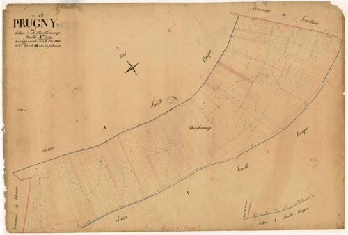 Prugny, section A dite de Montbernange, feuille n° 1bis, parcelles n° 393-610