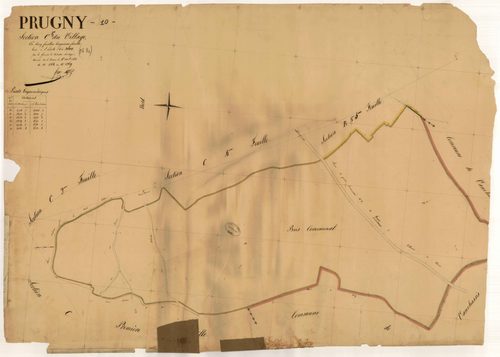 Prugny, section C dite du village, feuille n° 6, parcelles n° 1268-1269