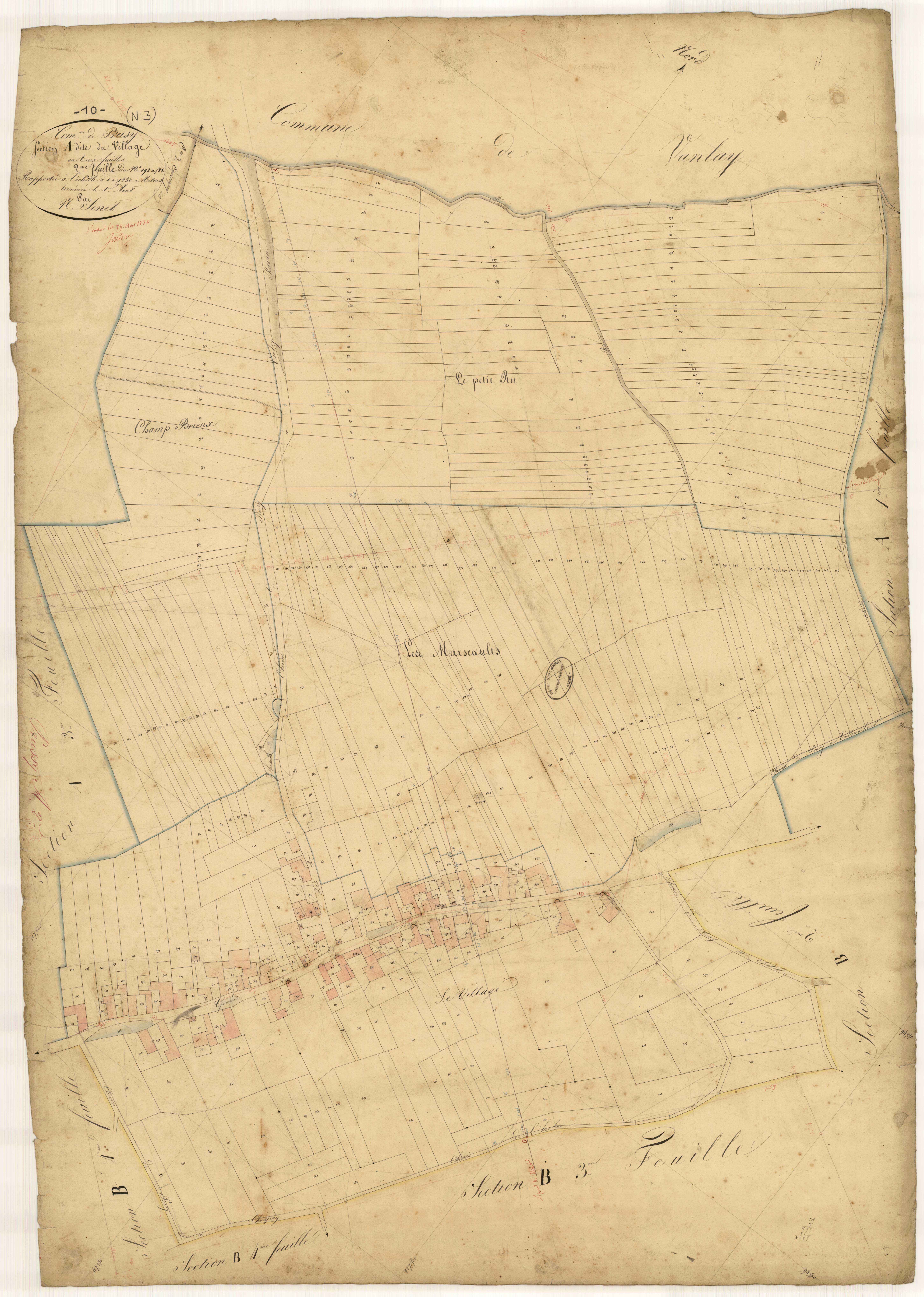 Prusy, section A dite du Village, feuille n° 2, parcelles n° 192-581