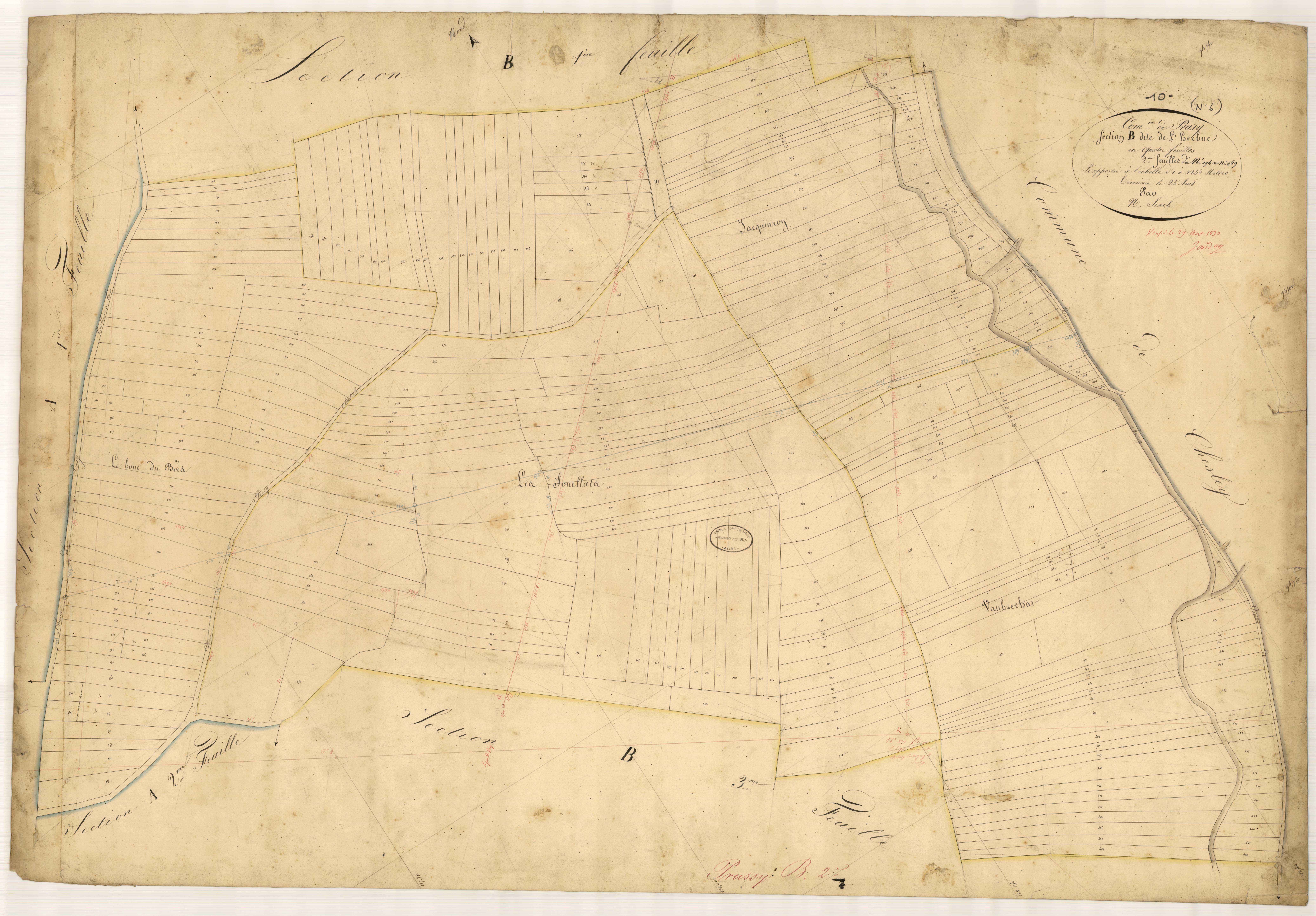 Prusy, section B dite de l'Herbue, feuille n° 2, parcelles n° 194-489
