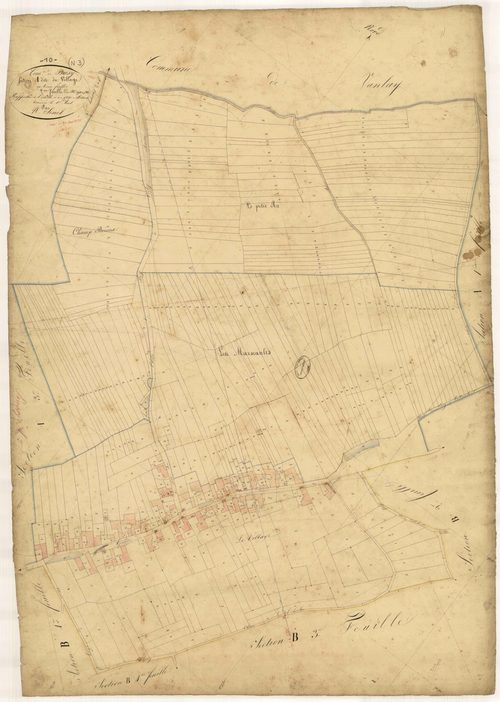 Prusy, section A dite du Village, feuille n° 2, parcelles n° 192-581