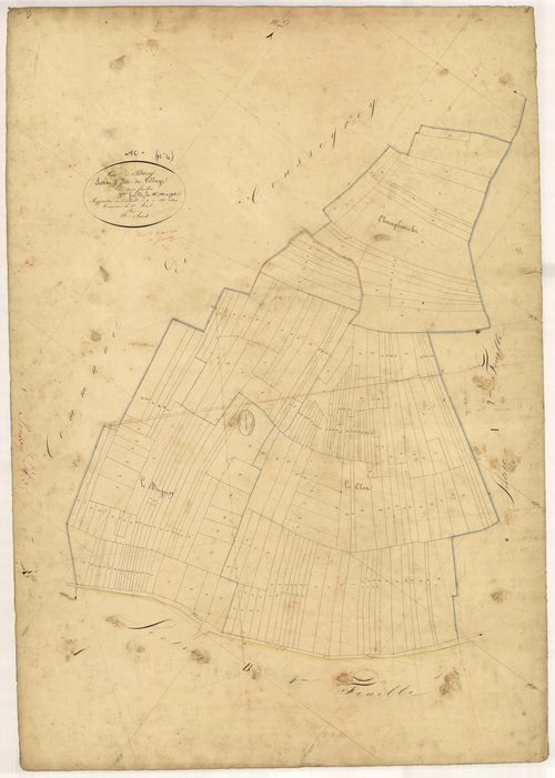Prusy, section A dite du Village, feuille n° 3, parcelles n° 582-792