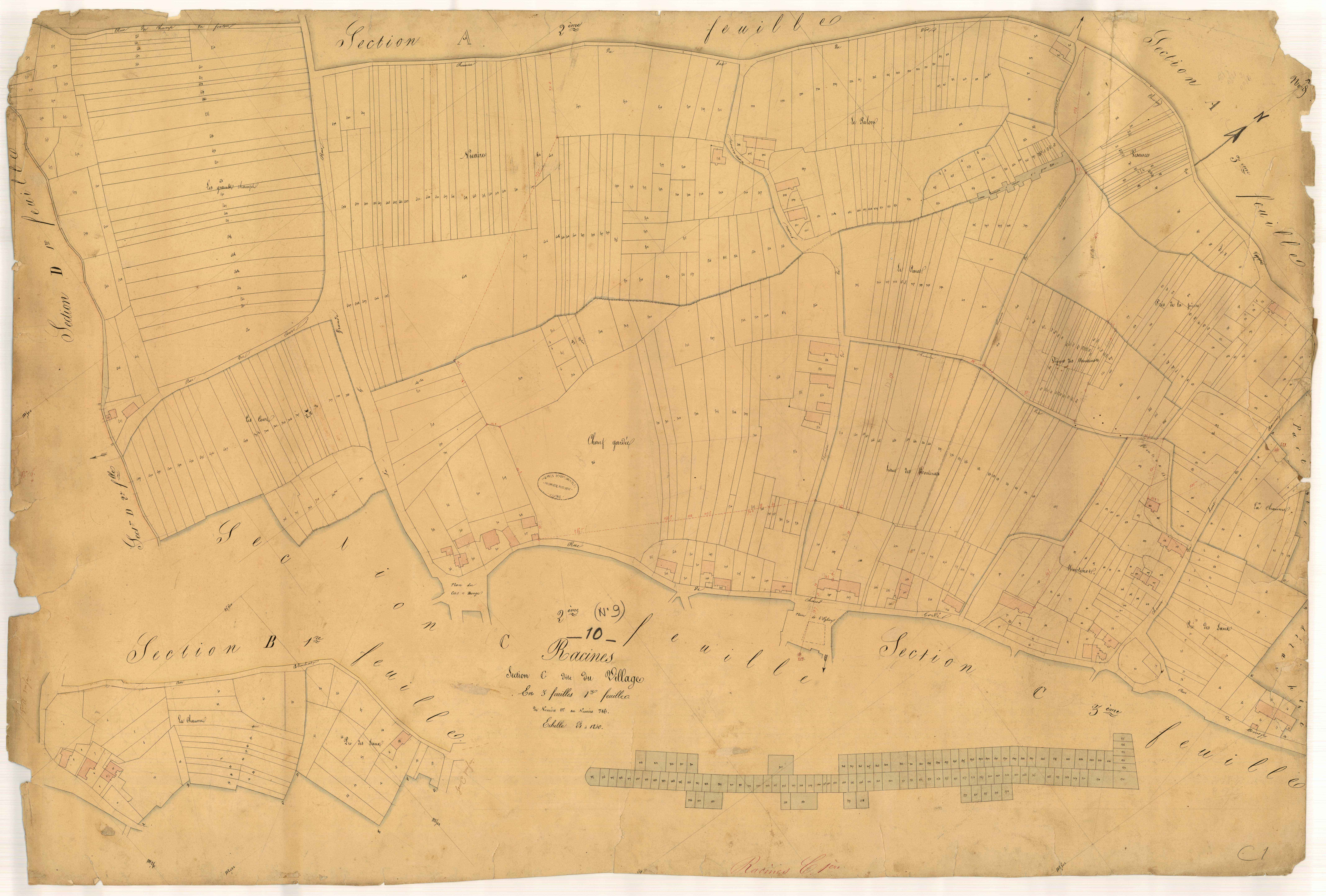 Racines, section C dite du Village, feuille n° 1, parcelles n° 1-716