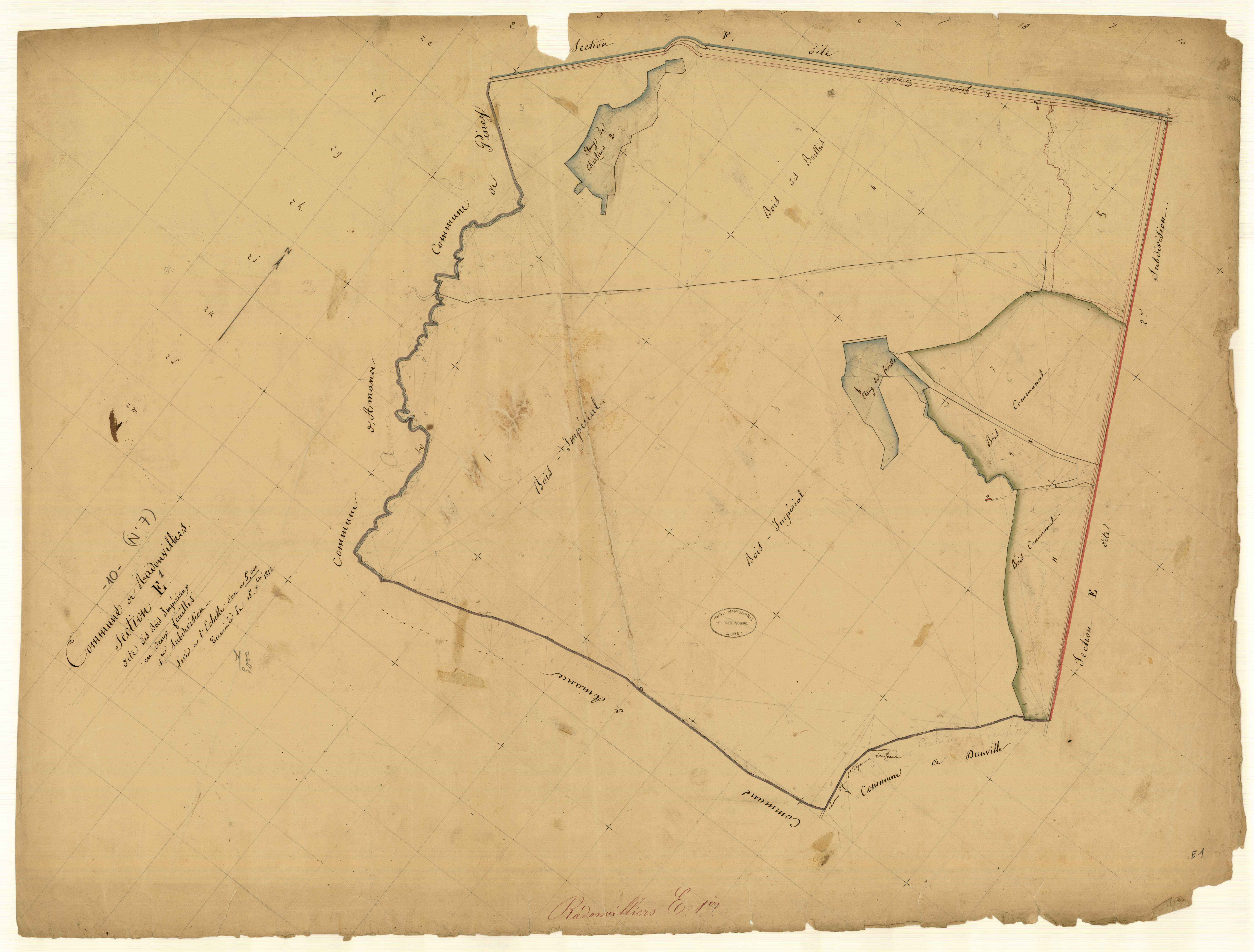 Radonvilliers, section E dite des Bois Impériaux, feuille n° 1