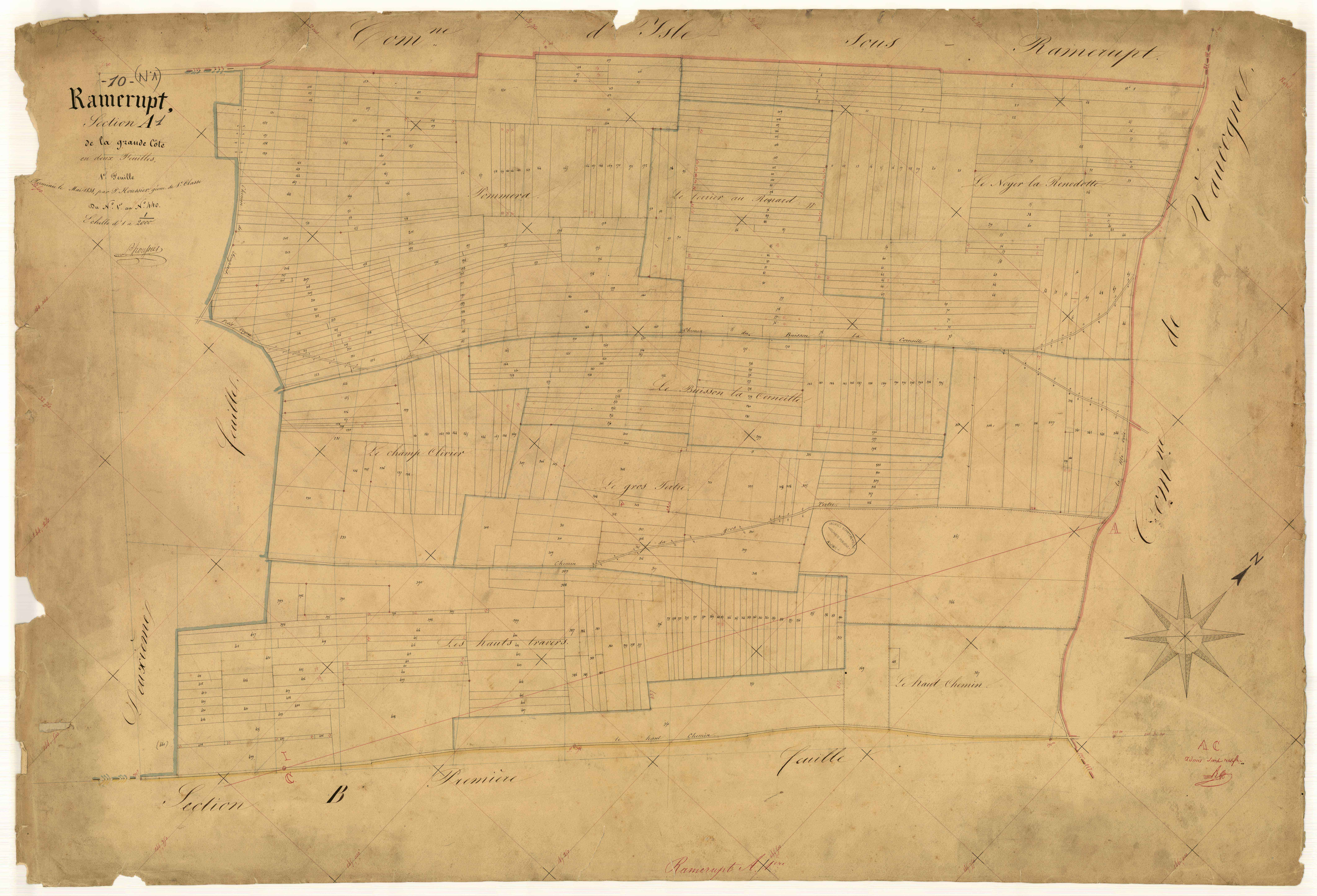 Ramerupt, section A dite de la Grande Côte, feuille n° 1, parcelles n°1-440