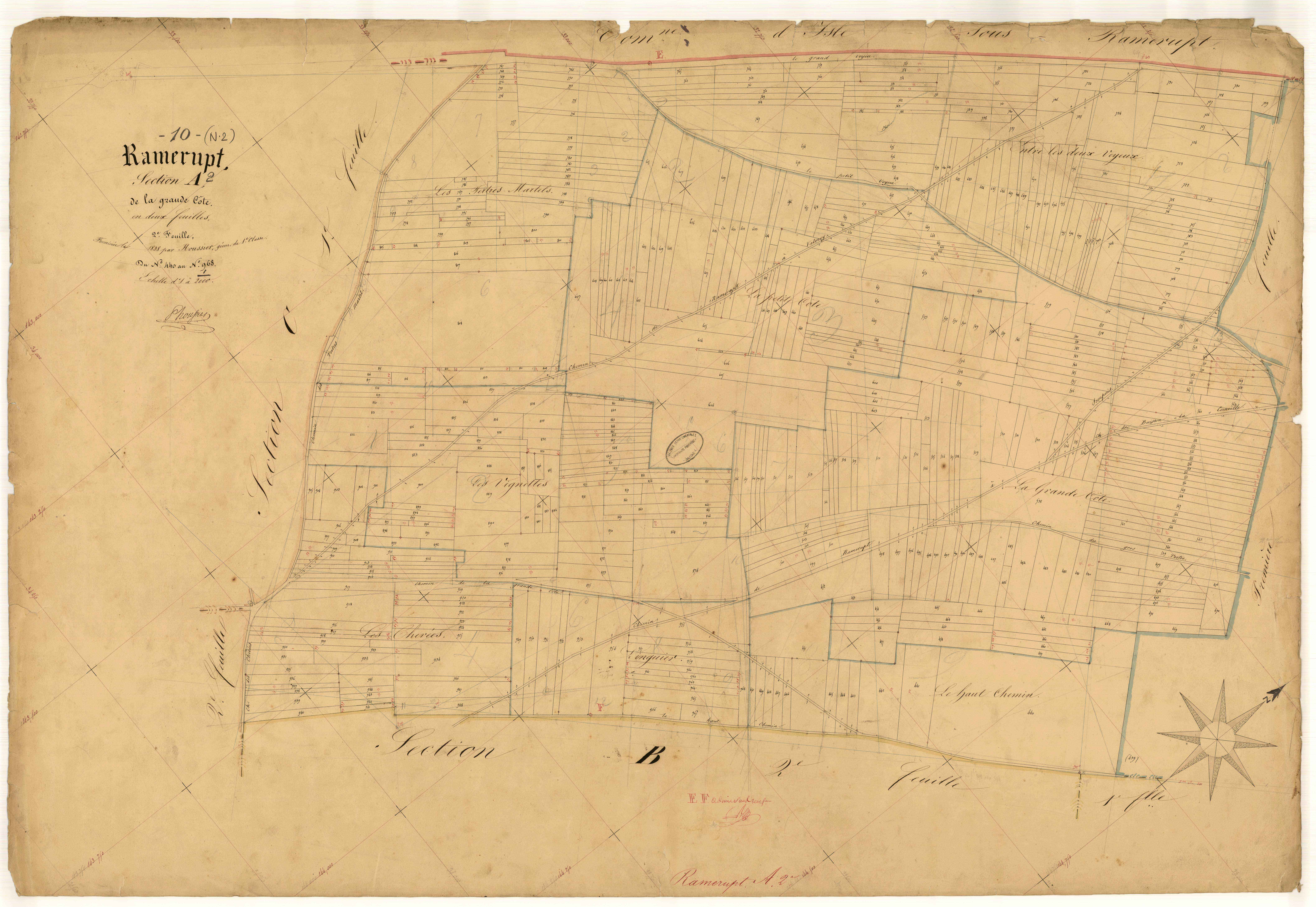 Ramerupt, section A dite de la Grande Côte, feuille n° 2, parcelles n°440-968