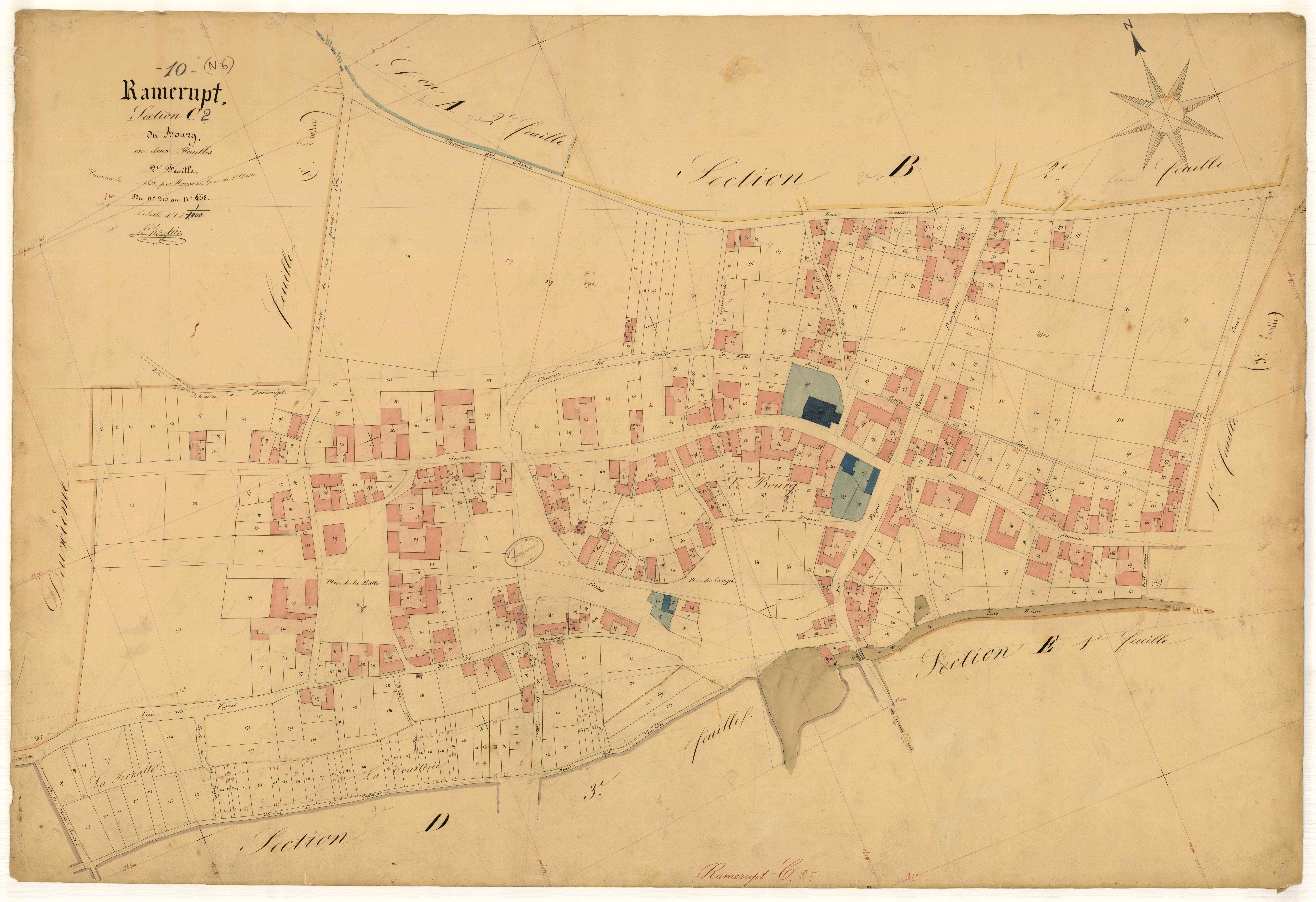 Ramerupt, section C n°2 dite du Bourg, feuille n° 2, parcelles n°215-668