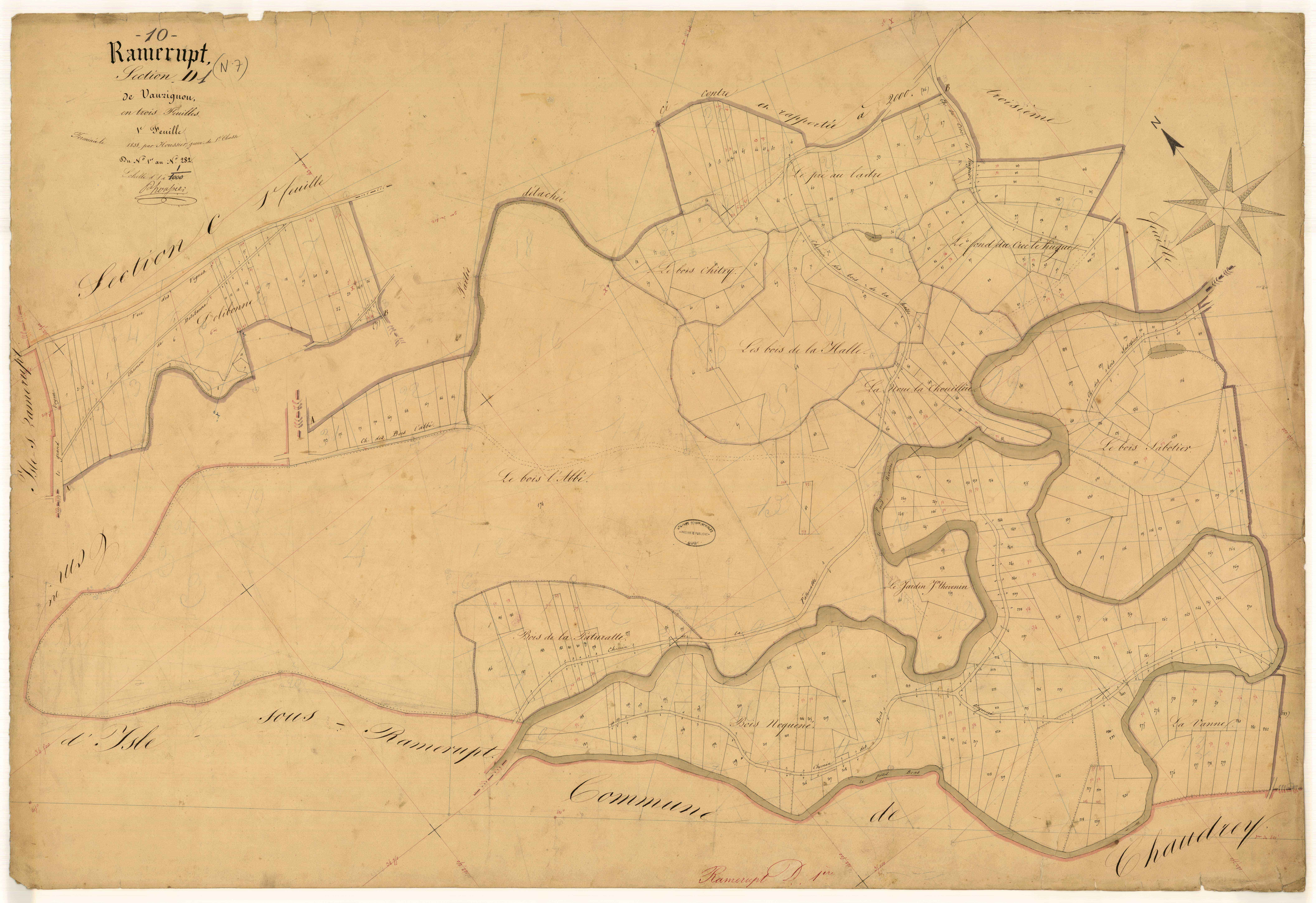 Ramerupt, section D dite de Vaurignon, feuille n° 1, parcelles n°1-282
