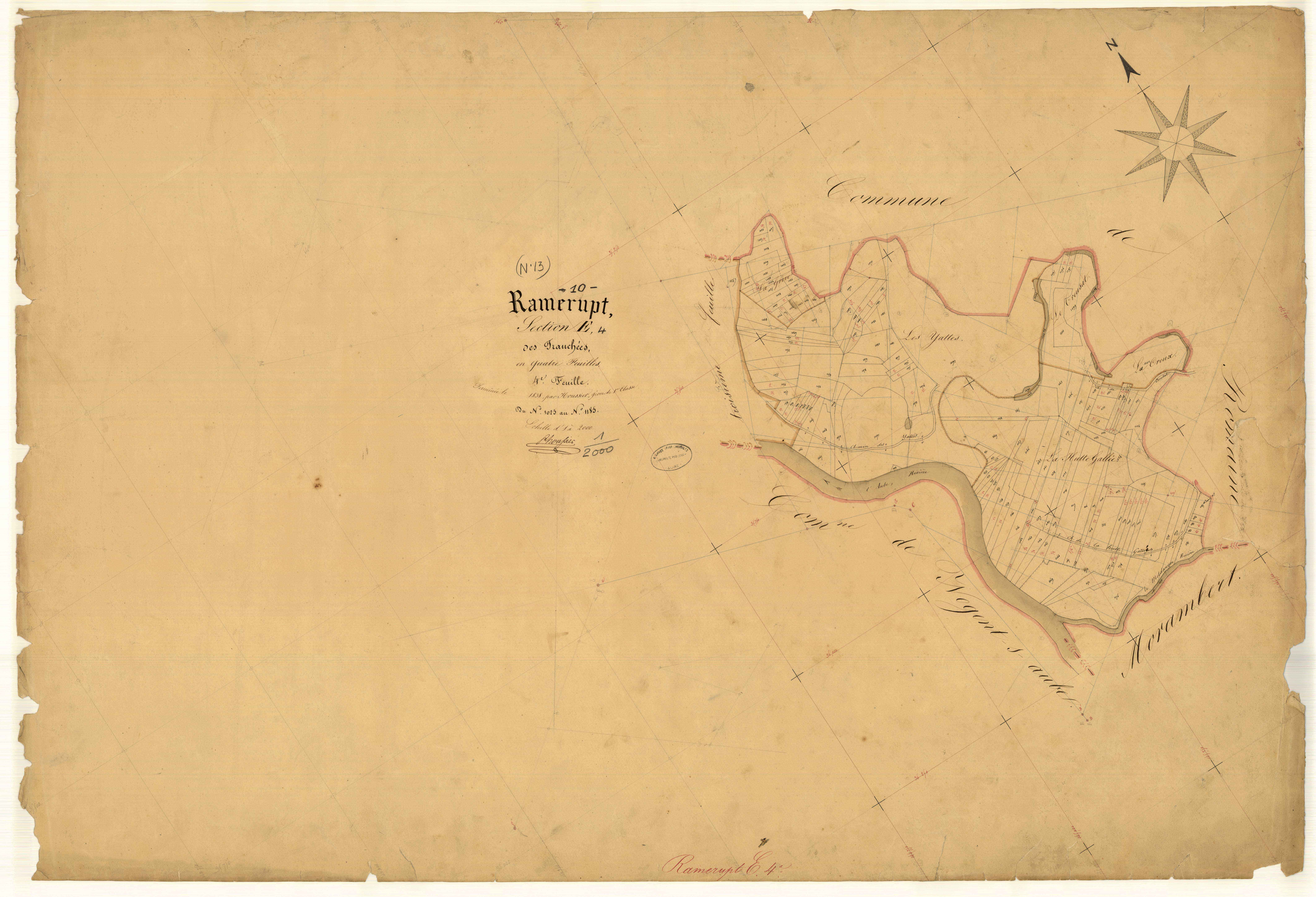 Ramerupt, section E dite des Tranchées, feuille n° 4, parcelles n°1025-1185
