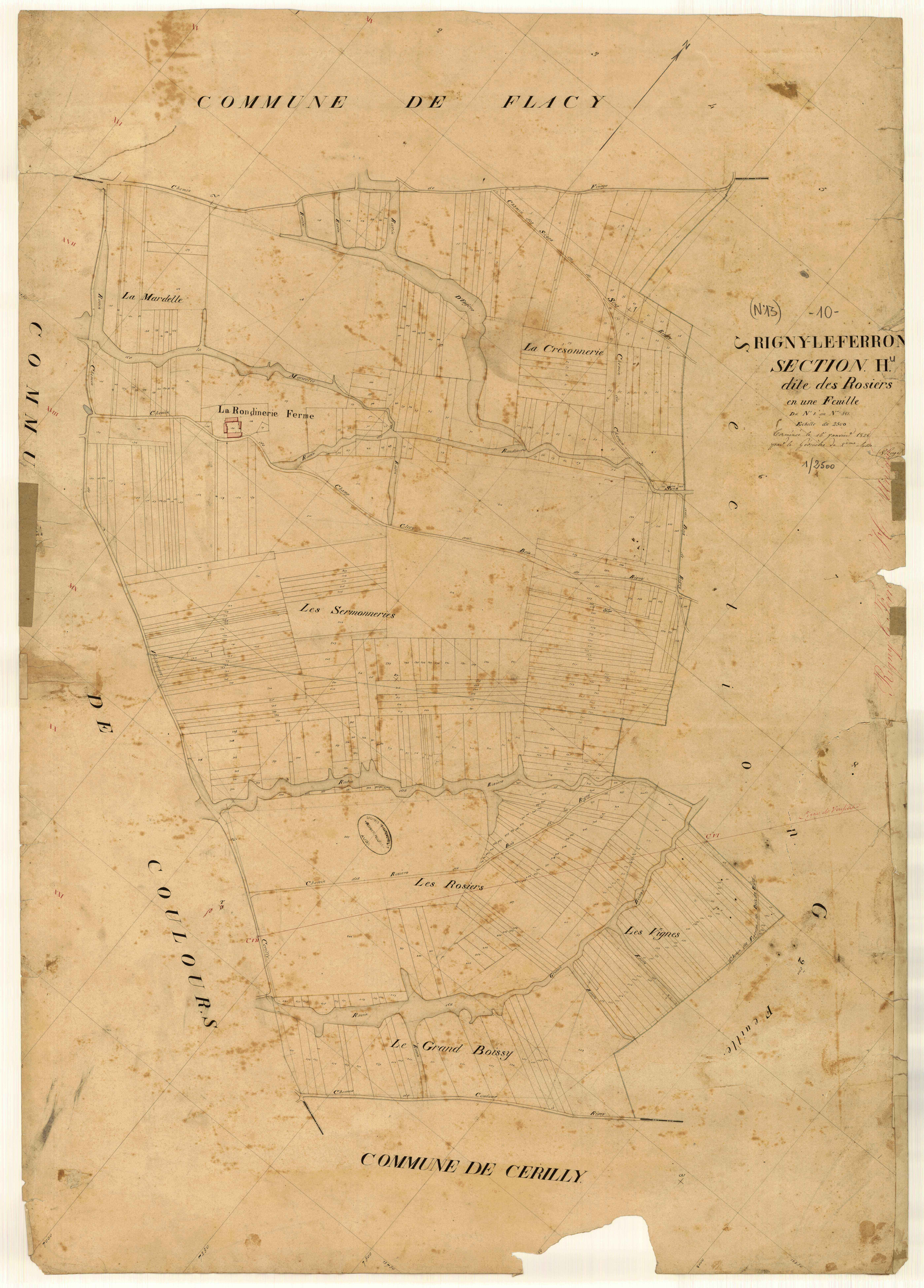 Rigny-le-Ferron, section H dite des Rosiers, parcelles n° 1-481