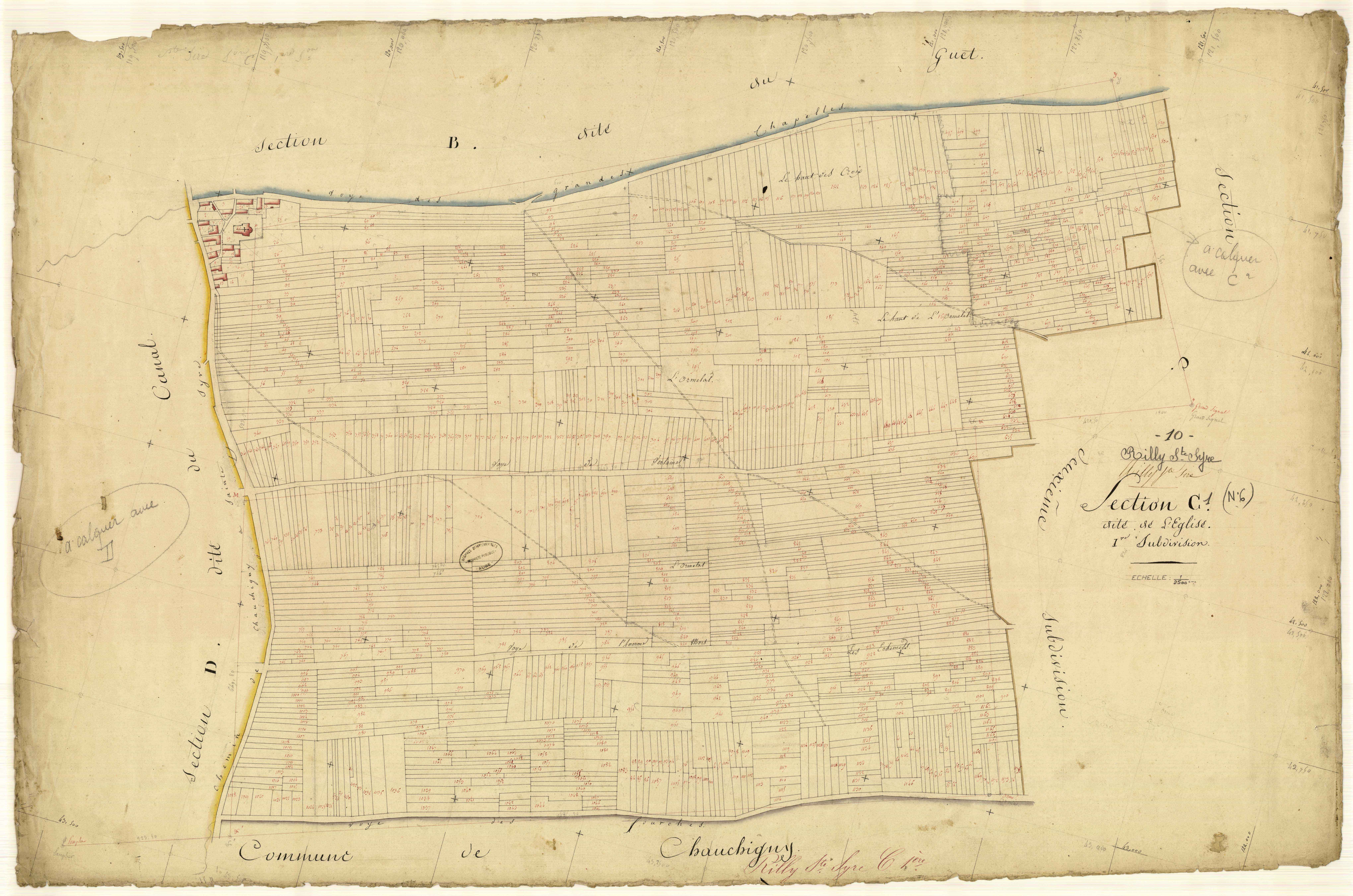 Rilly-sainte-Syre, section C dite de l'Eglise, feuille n° 1