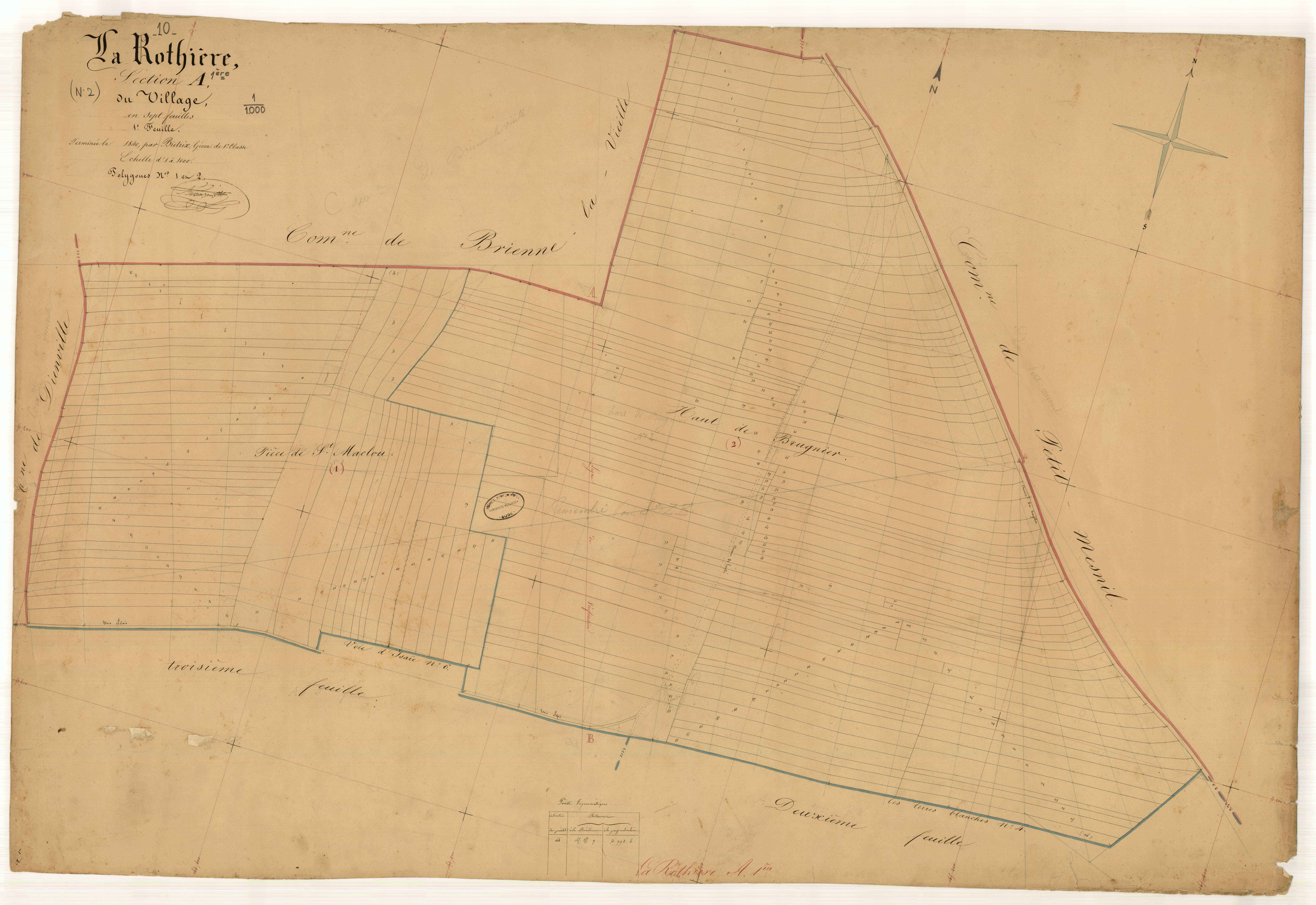La Rothière, section A dite du Village, feuille n° 1