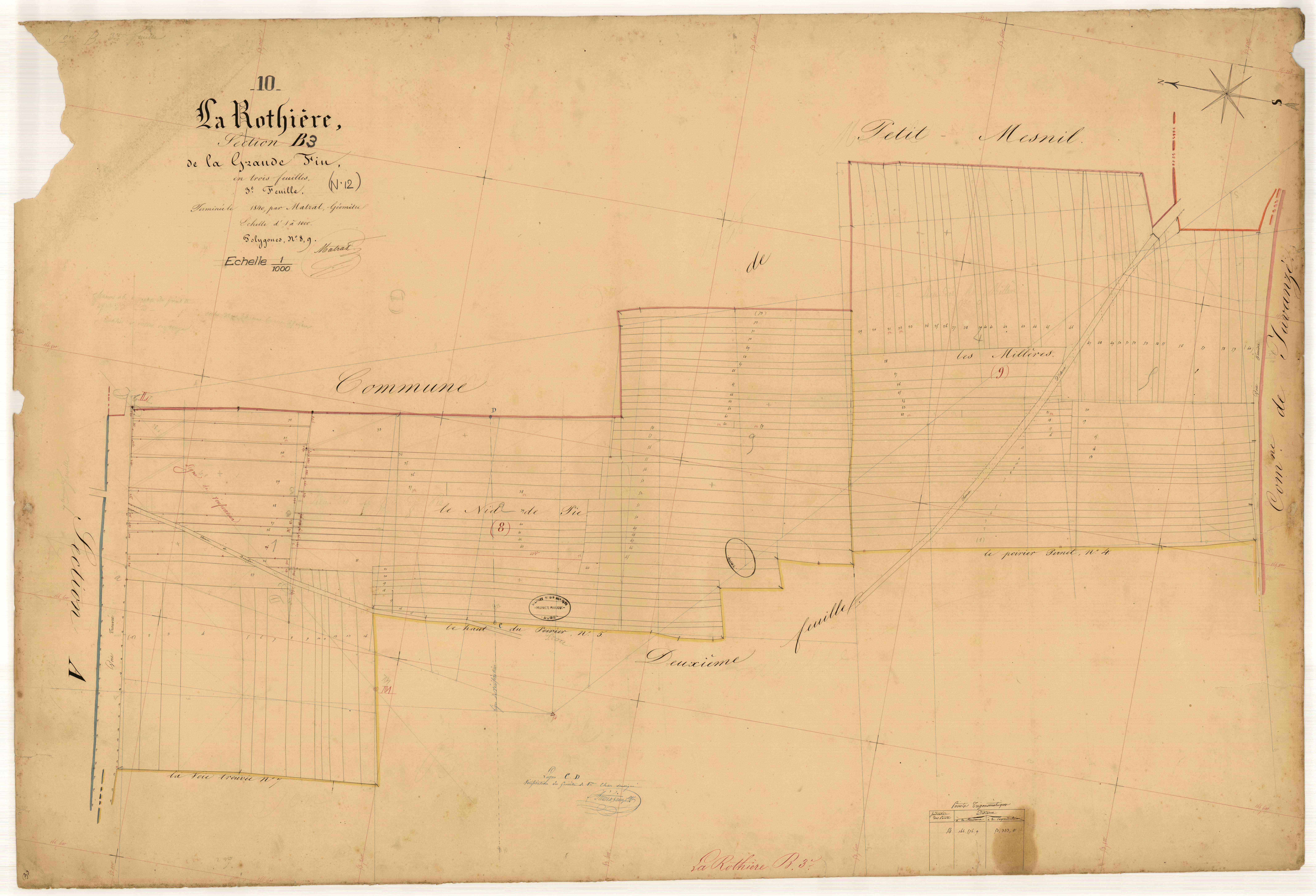 La Rothière, section B dite de la Grande Fin, feuille n° 3
