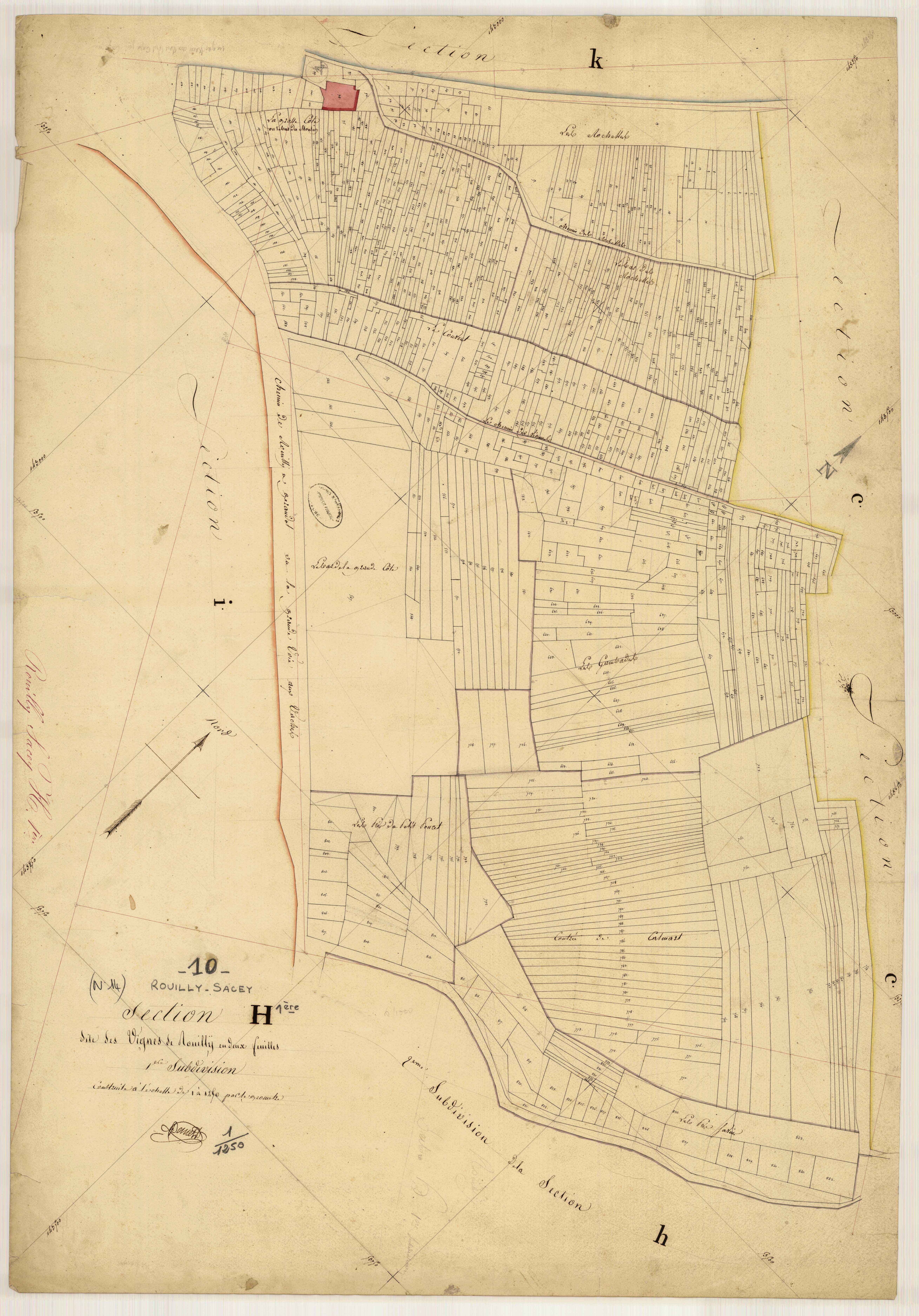 Rouilly-Sacey, section H dite des Vignes de Rouilly, feuille n° 1