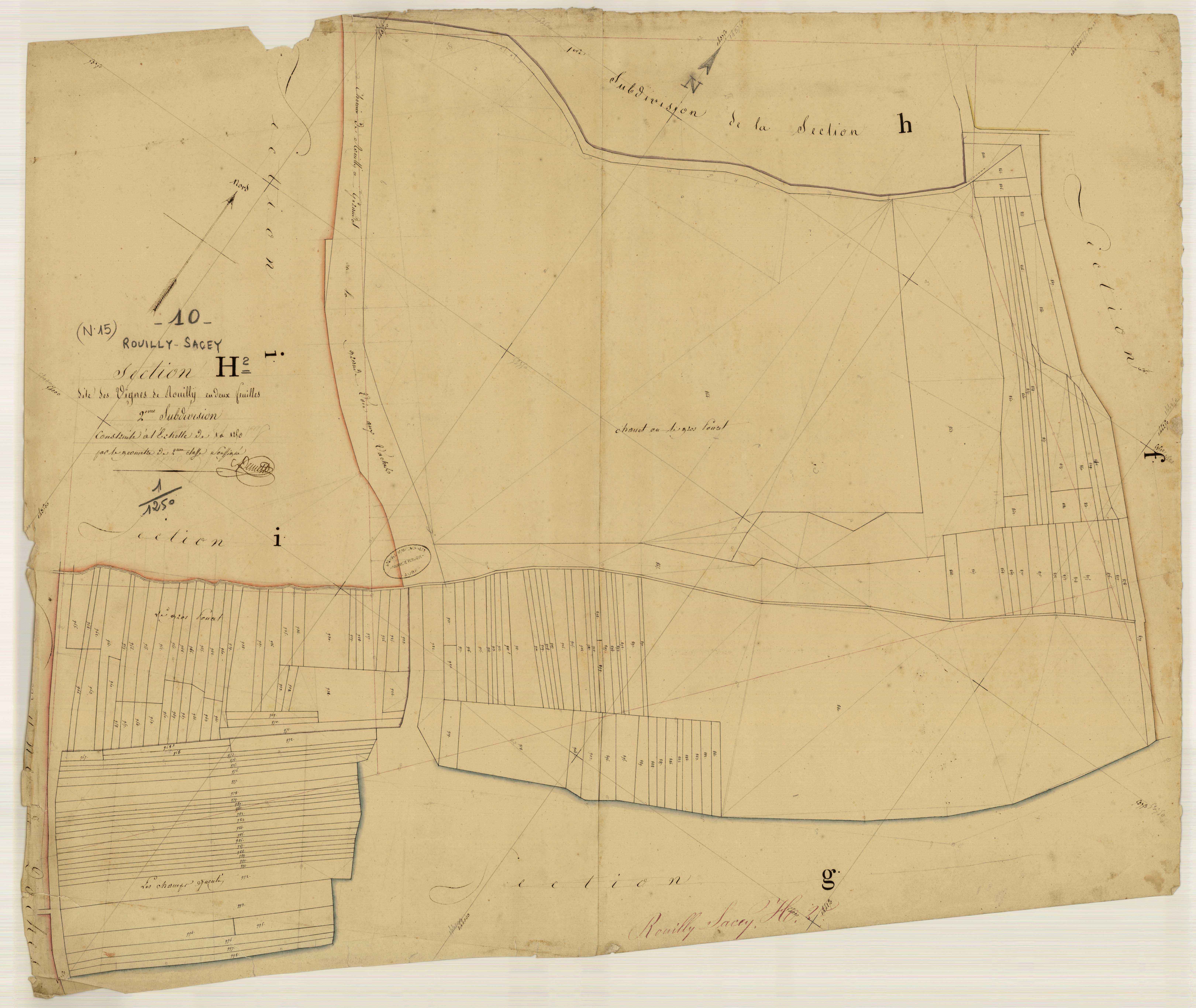 Rouilly-Sacey, section H dite des Vignes de Rouilly, feuille n° 2