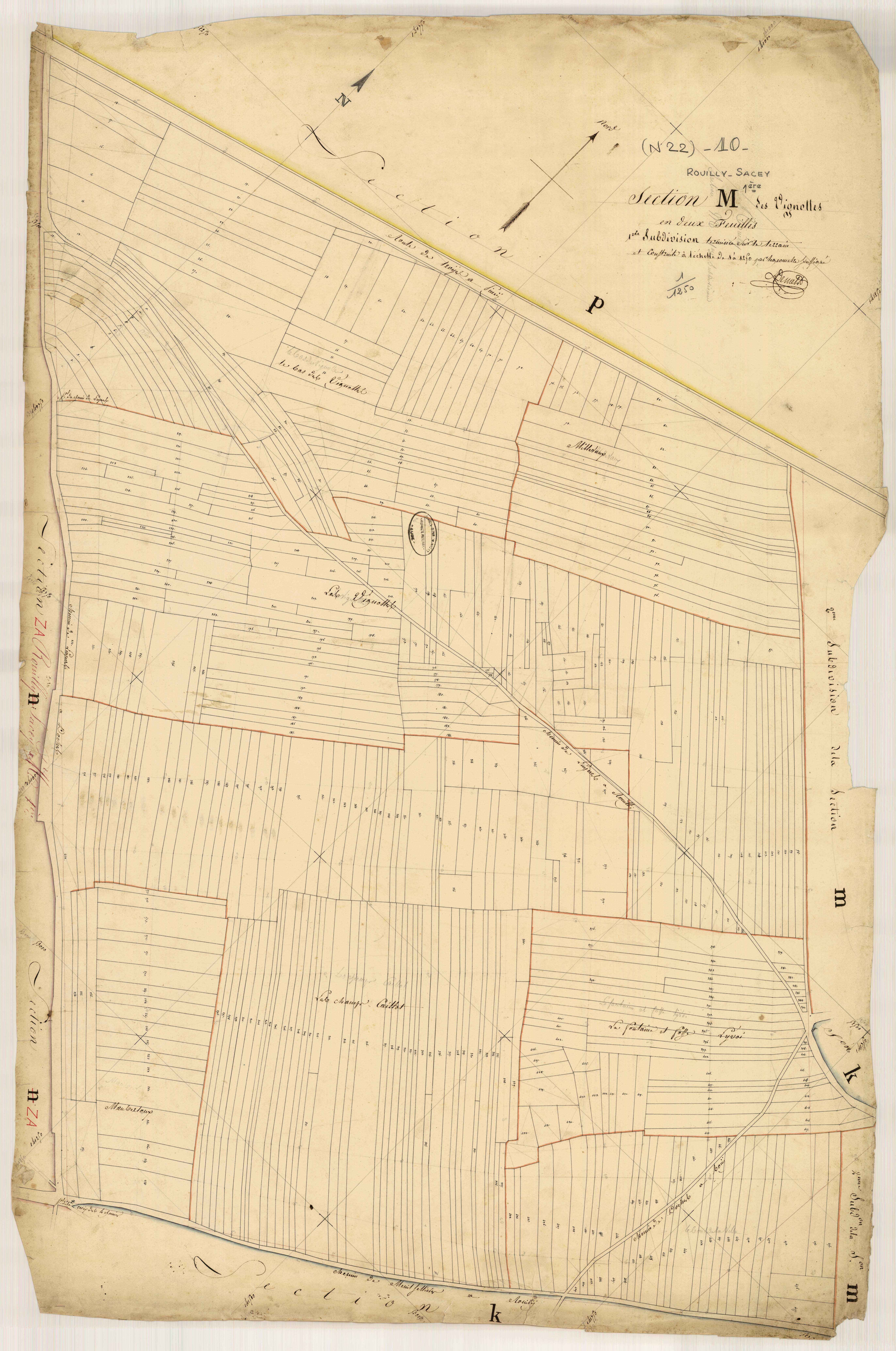 Rouilly-Sacey, section M dite des Vignolles, feuille n° 1
