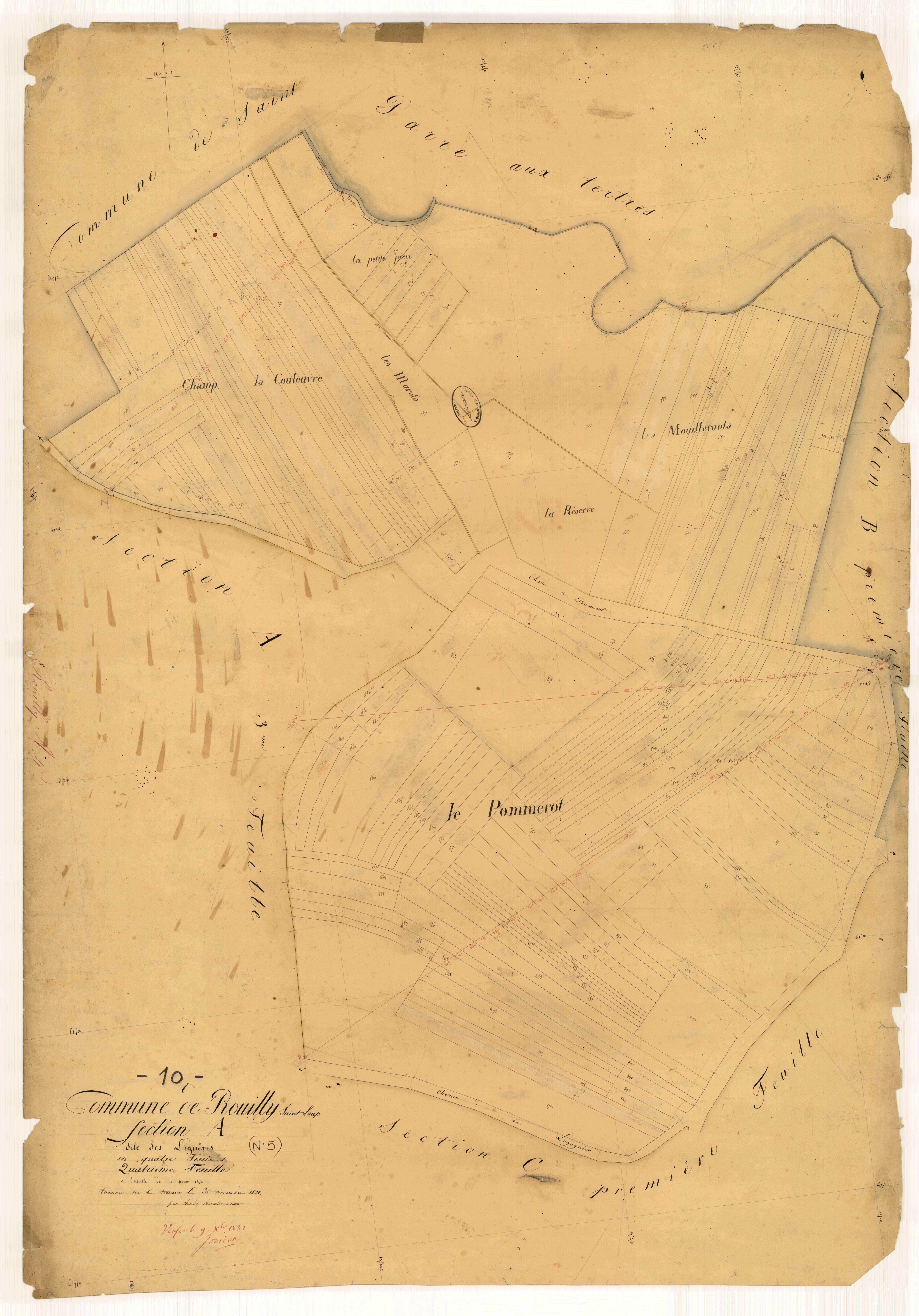 Rouilly-Saint-Loup, section A dite des Lignières, feuille n° 4