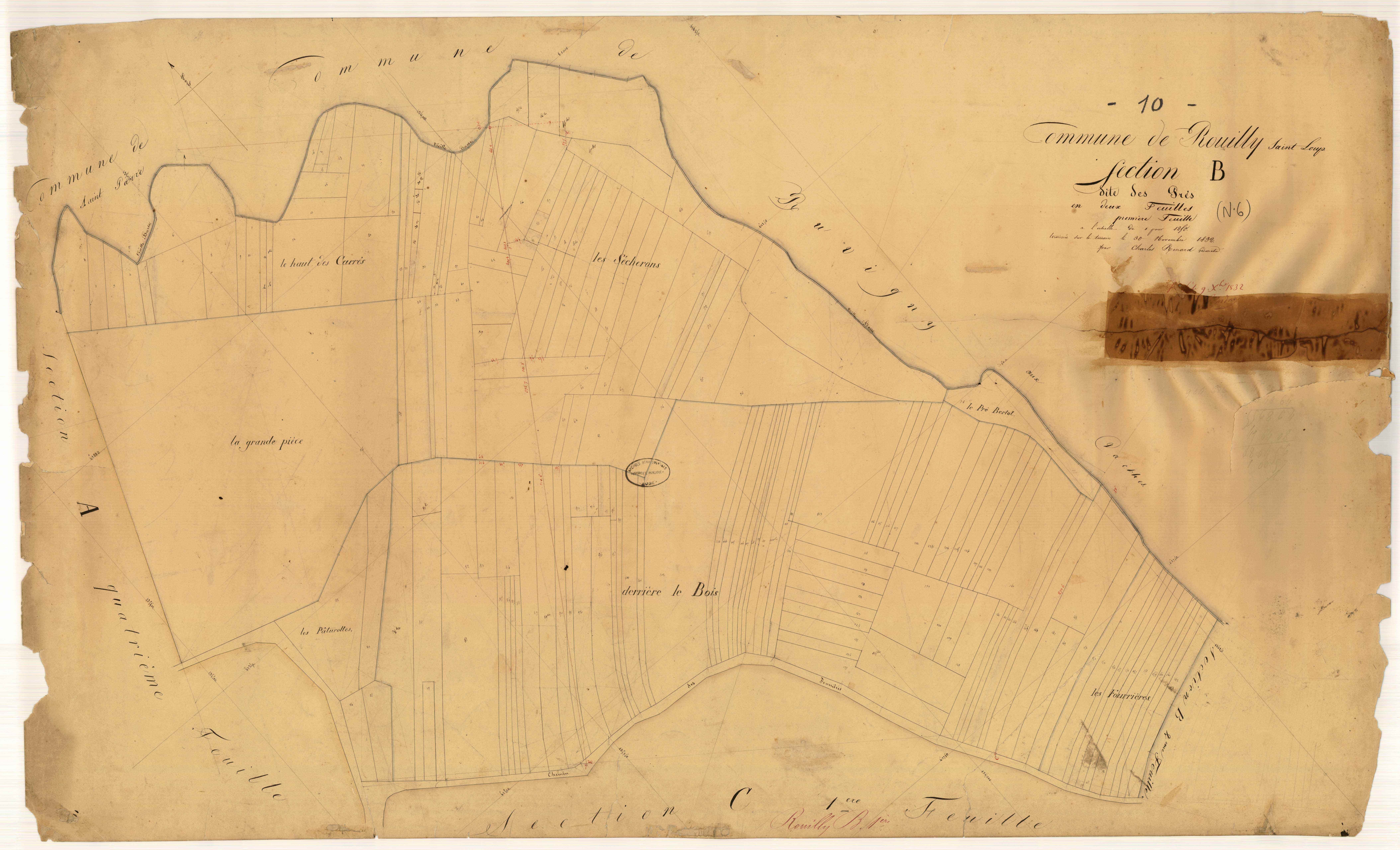 Rouilly-Saint-Loup, section B dite des Prés, feuille n° 1