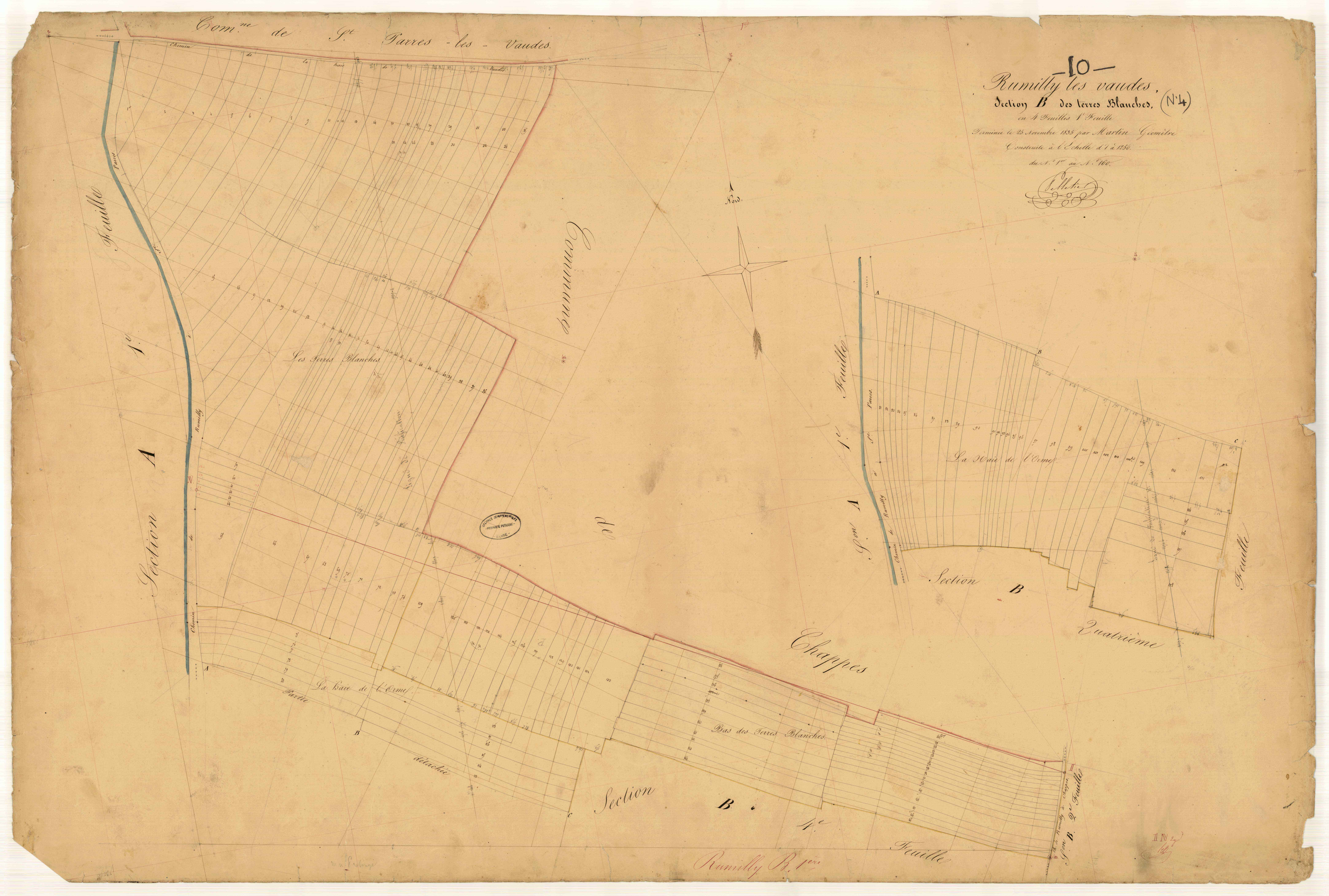 Rumilly-les-Vaudes, section B dite des Terres Blanches, feuille n° 1, parcelles n° 1-160