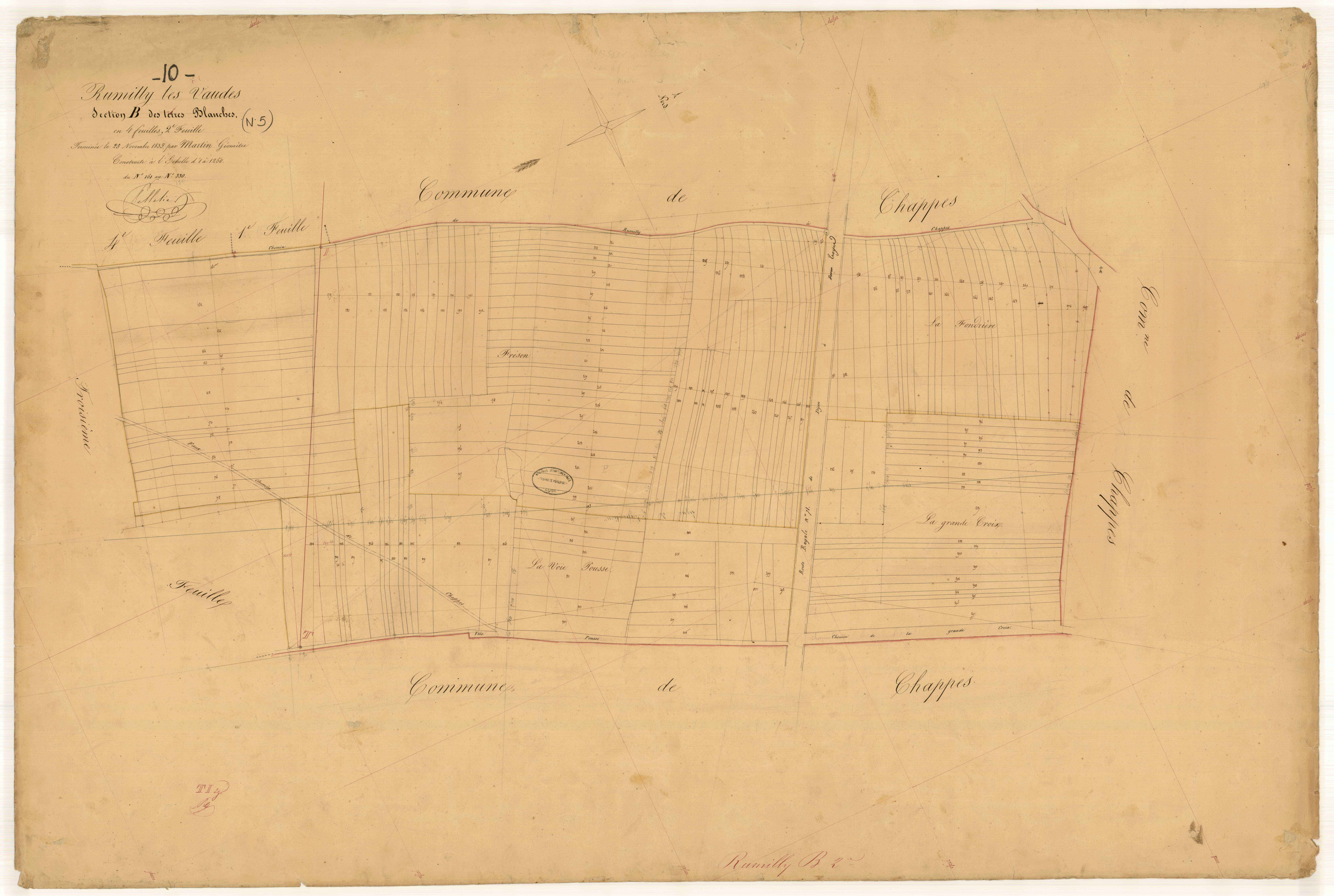 Rumilly-les-Vaudes, section B dite des Terres Blanches, feuille n° 2, parcelles n° 161-330