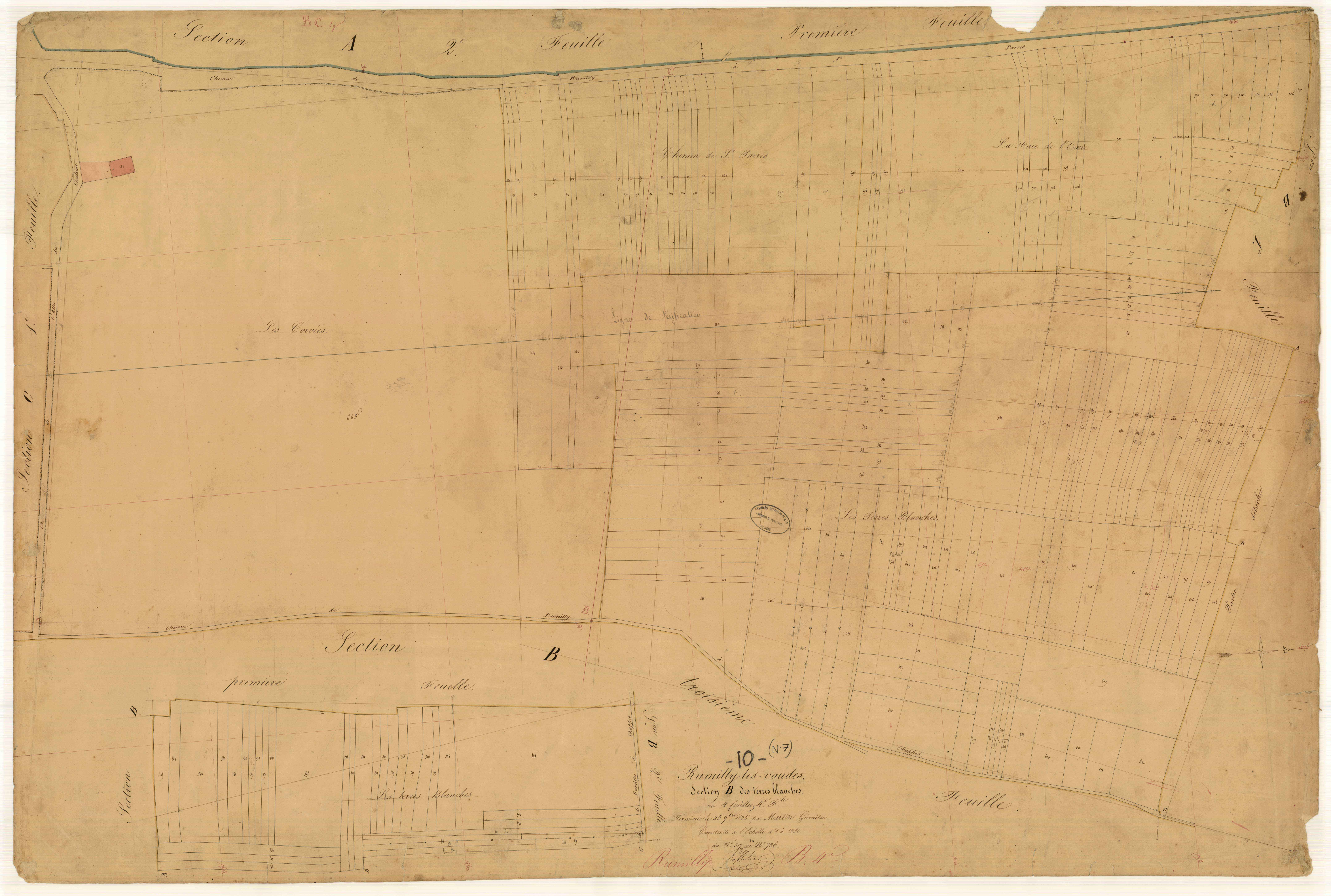 Rumilly-les-Vaudes, section B dite des Terres Blanches, feuille n° 4, parcelles n° 517-726