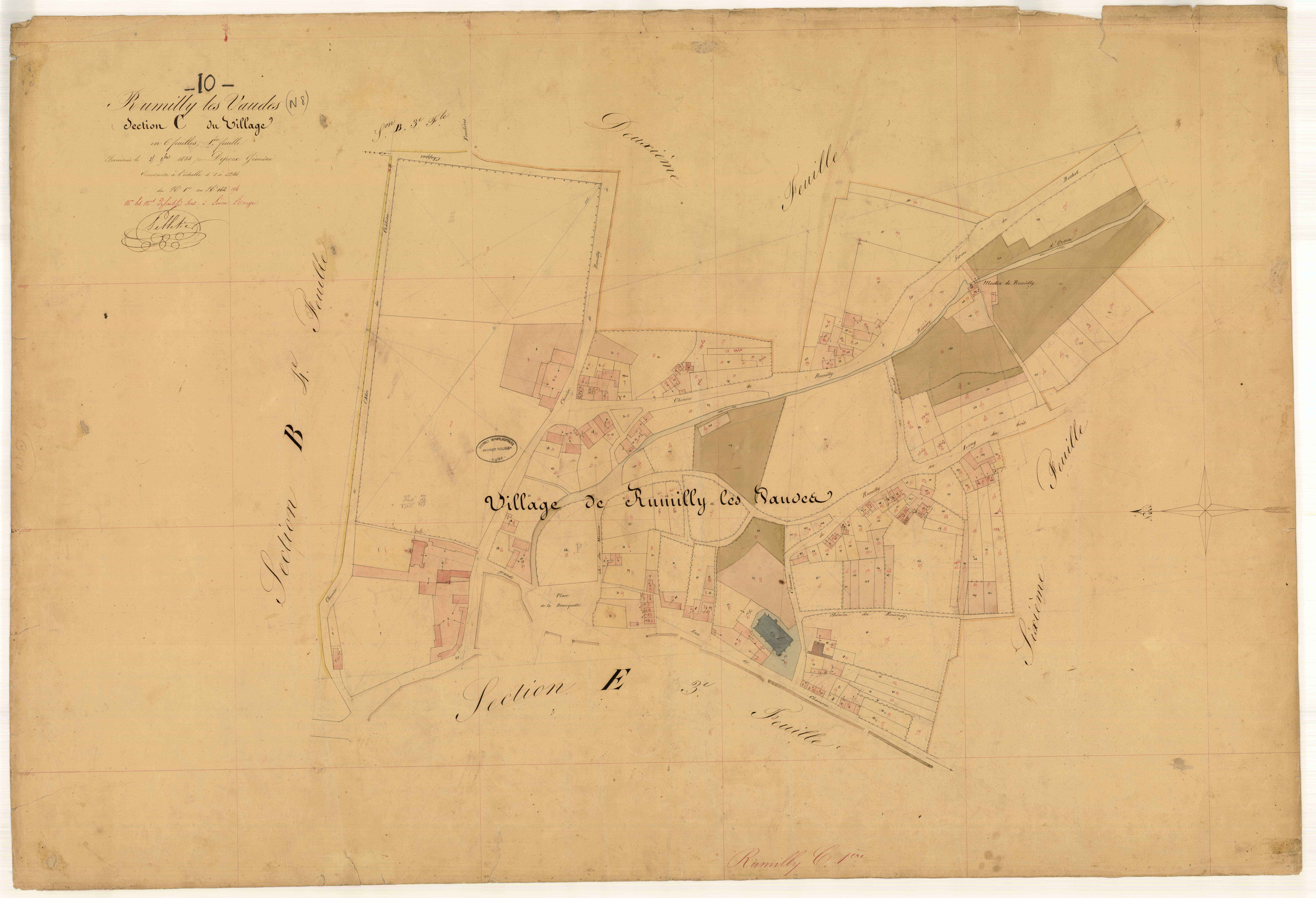Rumilly-les-Vaudes, section C dite du Village, feuille n° 1, parcelles n° 1-194