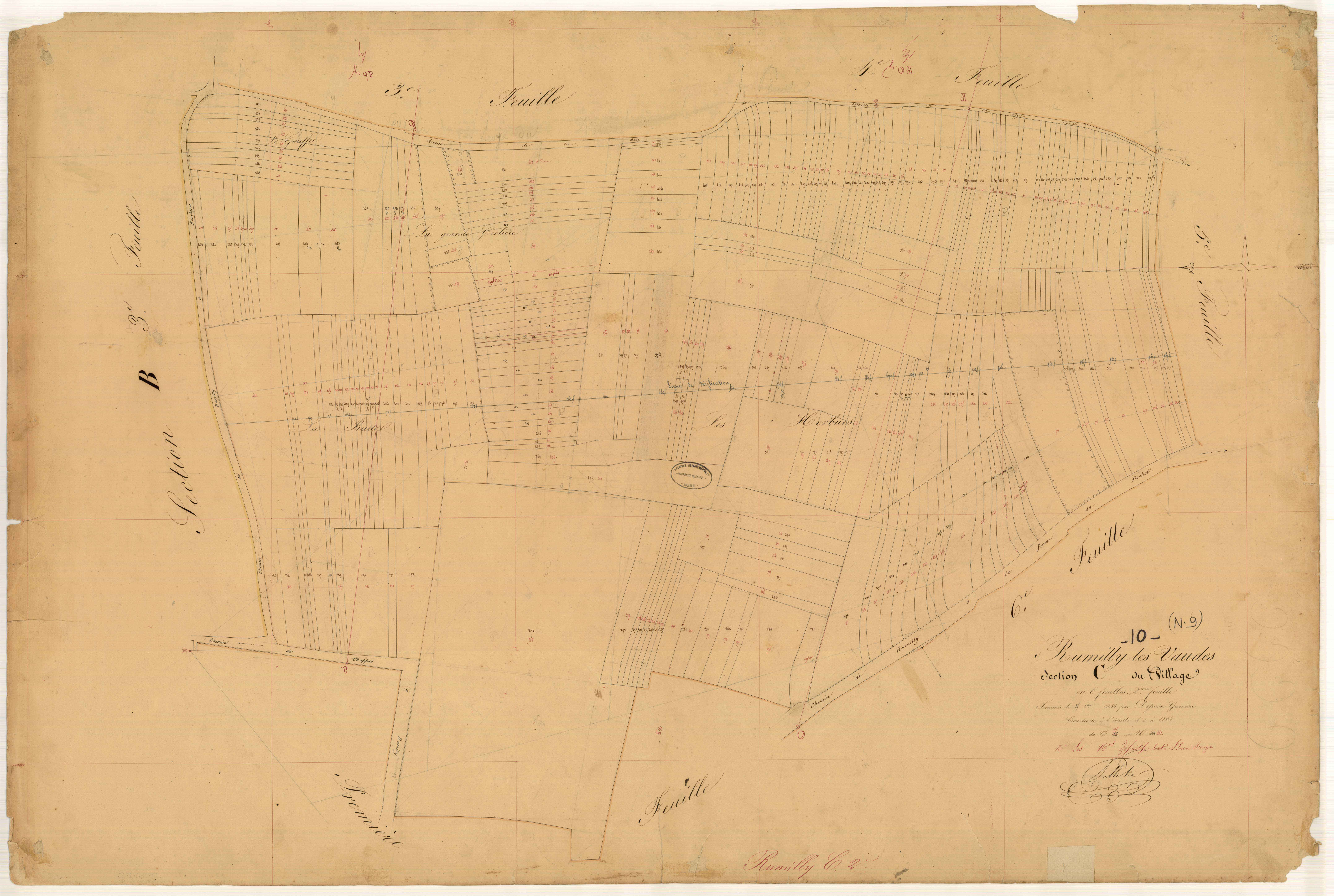 Rumilly-les-Vaudes, section C dite du Village, feuille n° 2, parcelles n° 195-442