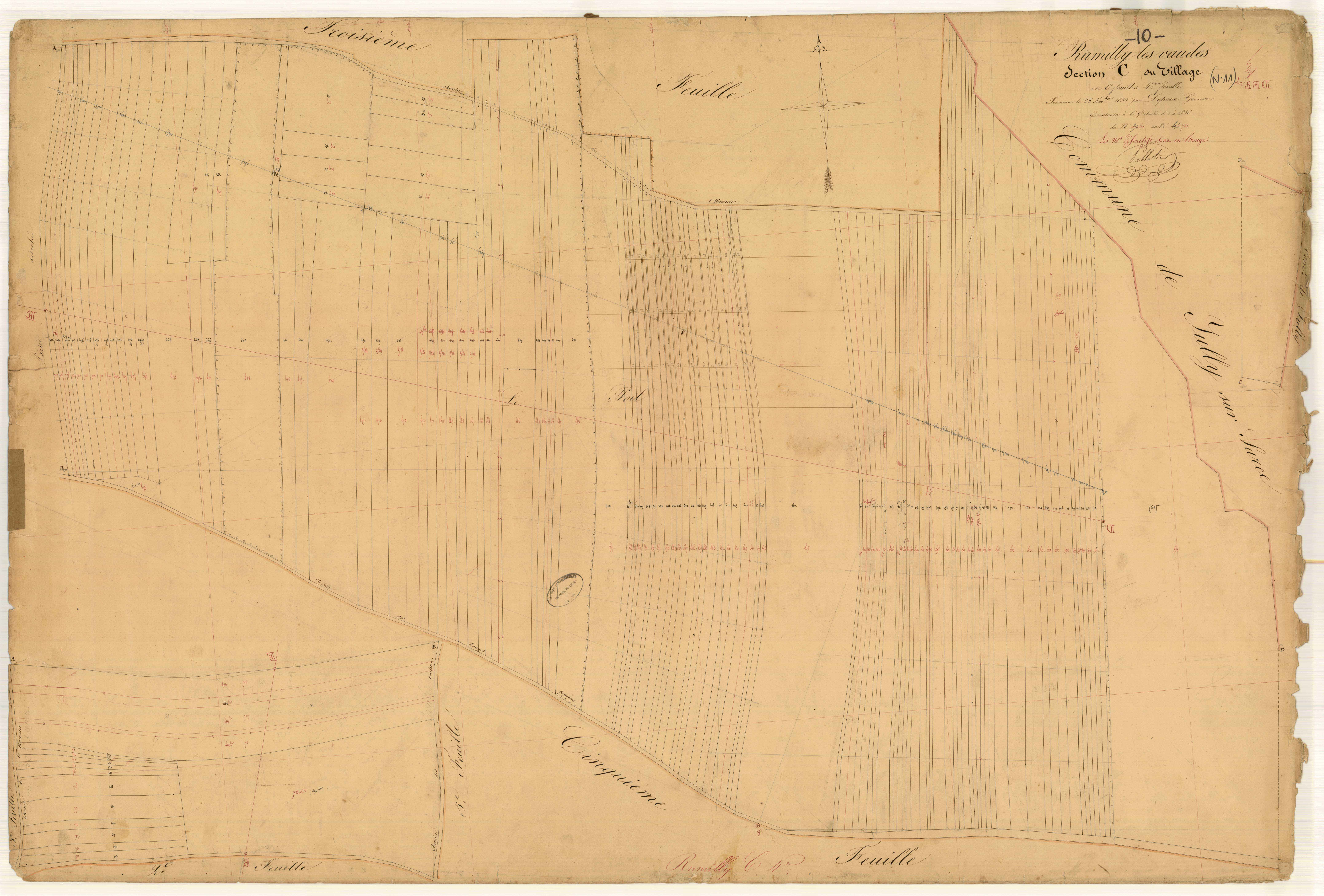 Rumilly-les-Vaudes, section C dite du Village, feuille n° 4, parcelles n° 591-722