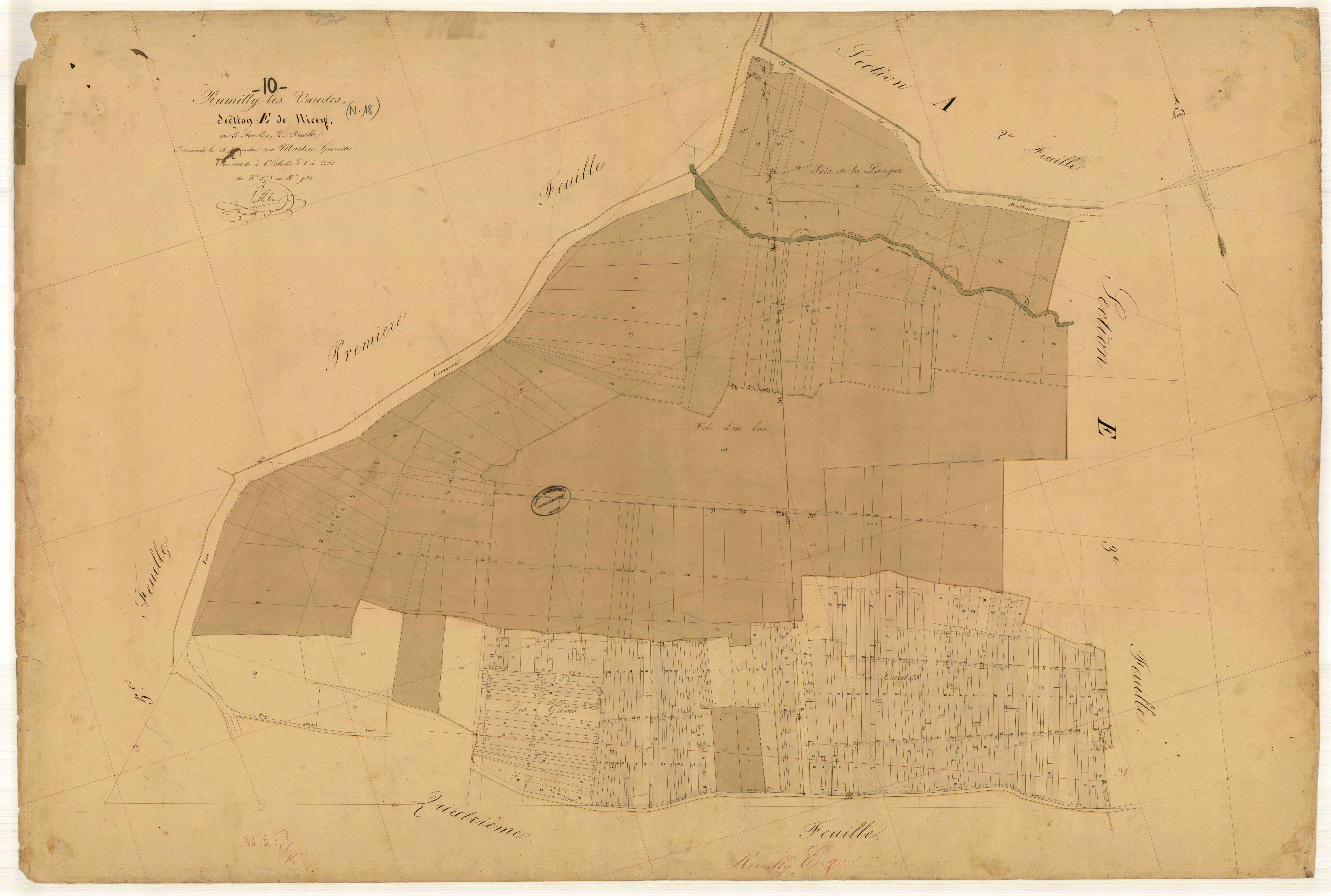 Rumilly-les-Vaudes, section E dite de Nicey, feuille n° 2, parcelles n° 575-940