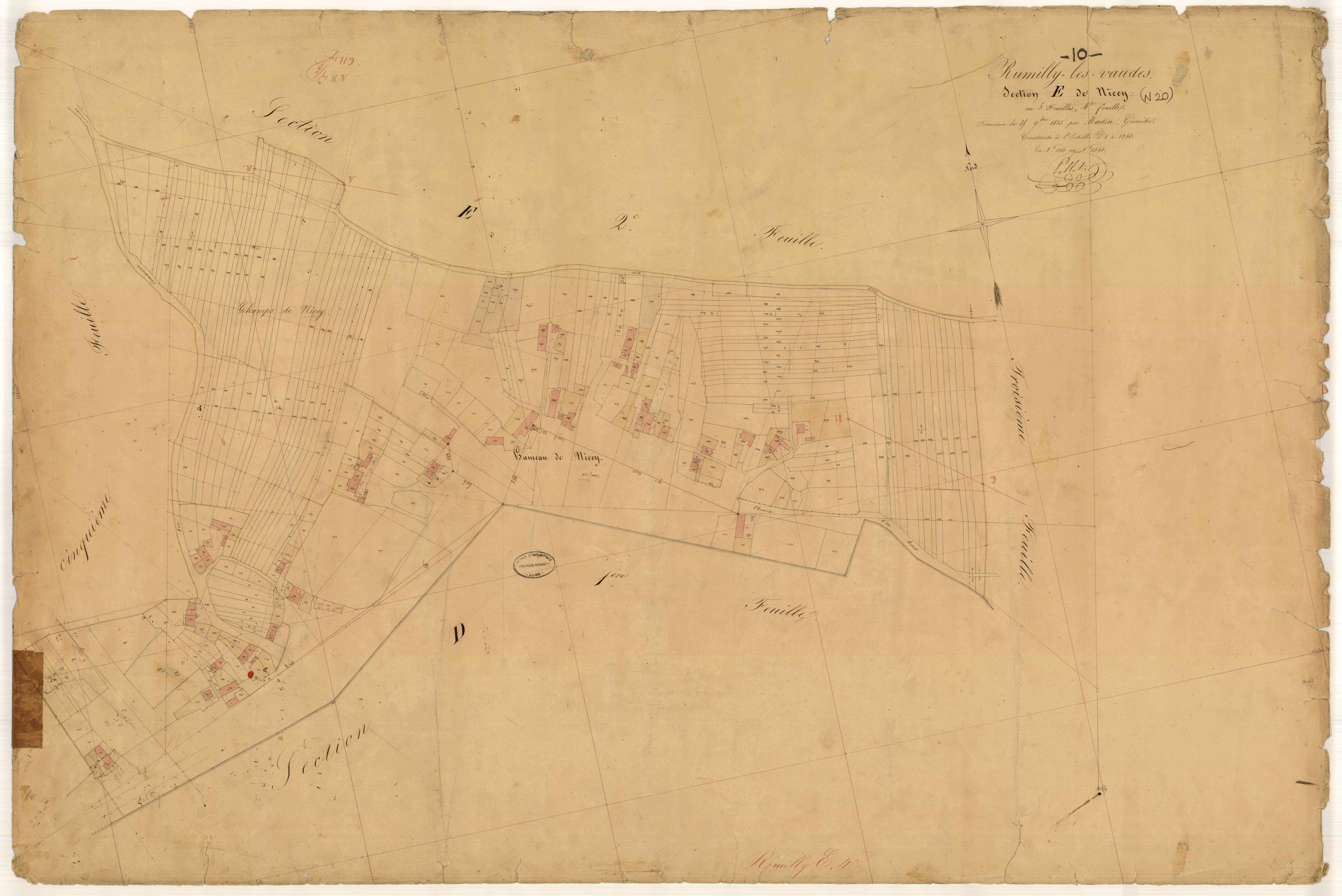 Rumilly-les-Vaudes, section E dite de Nicey, feuille n° 4, parcelles n° 1261-1584