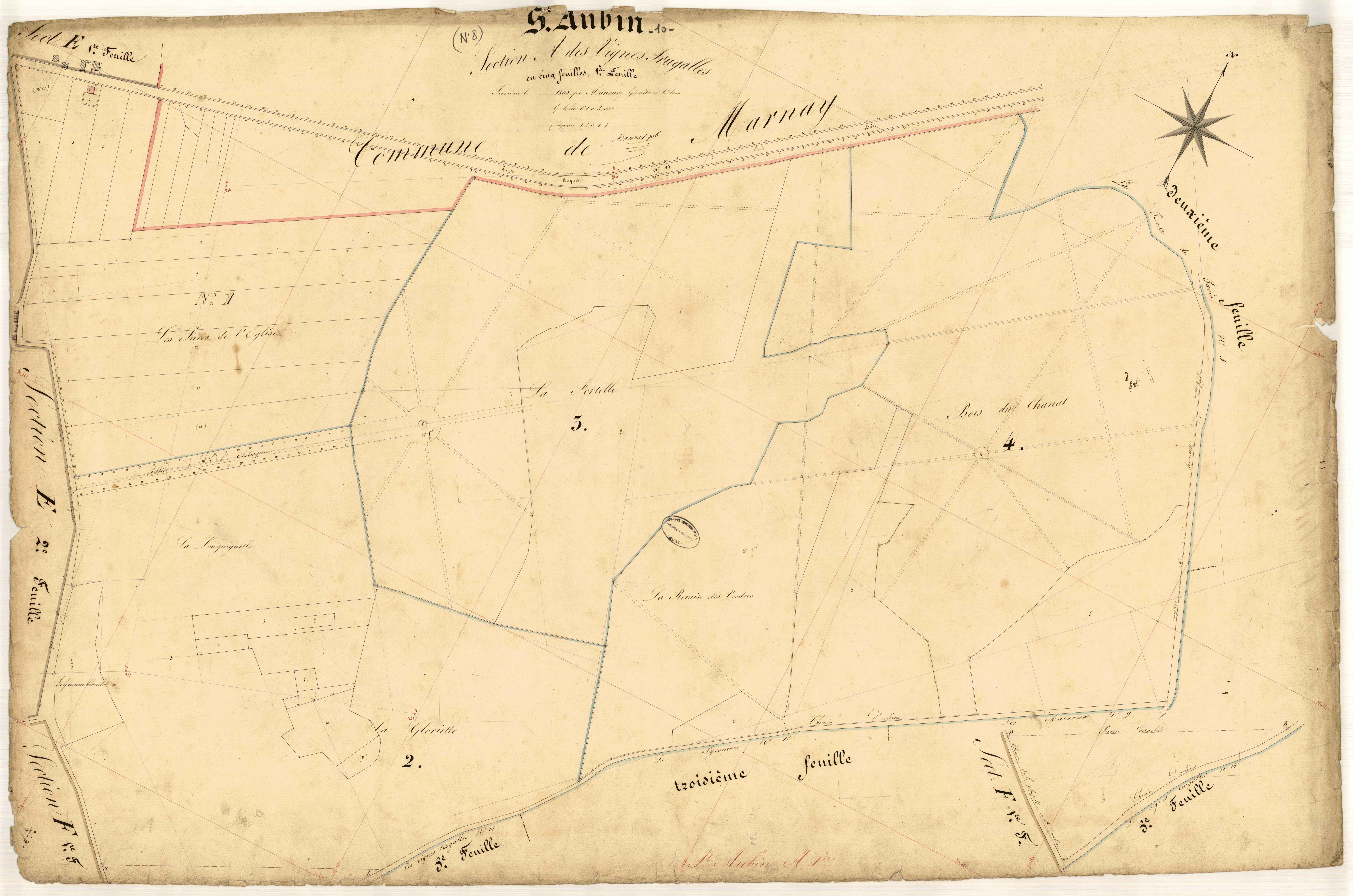 Saint-Aubin, section A dite des Vignes Trugalles, feuille n° 1