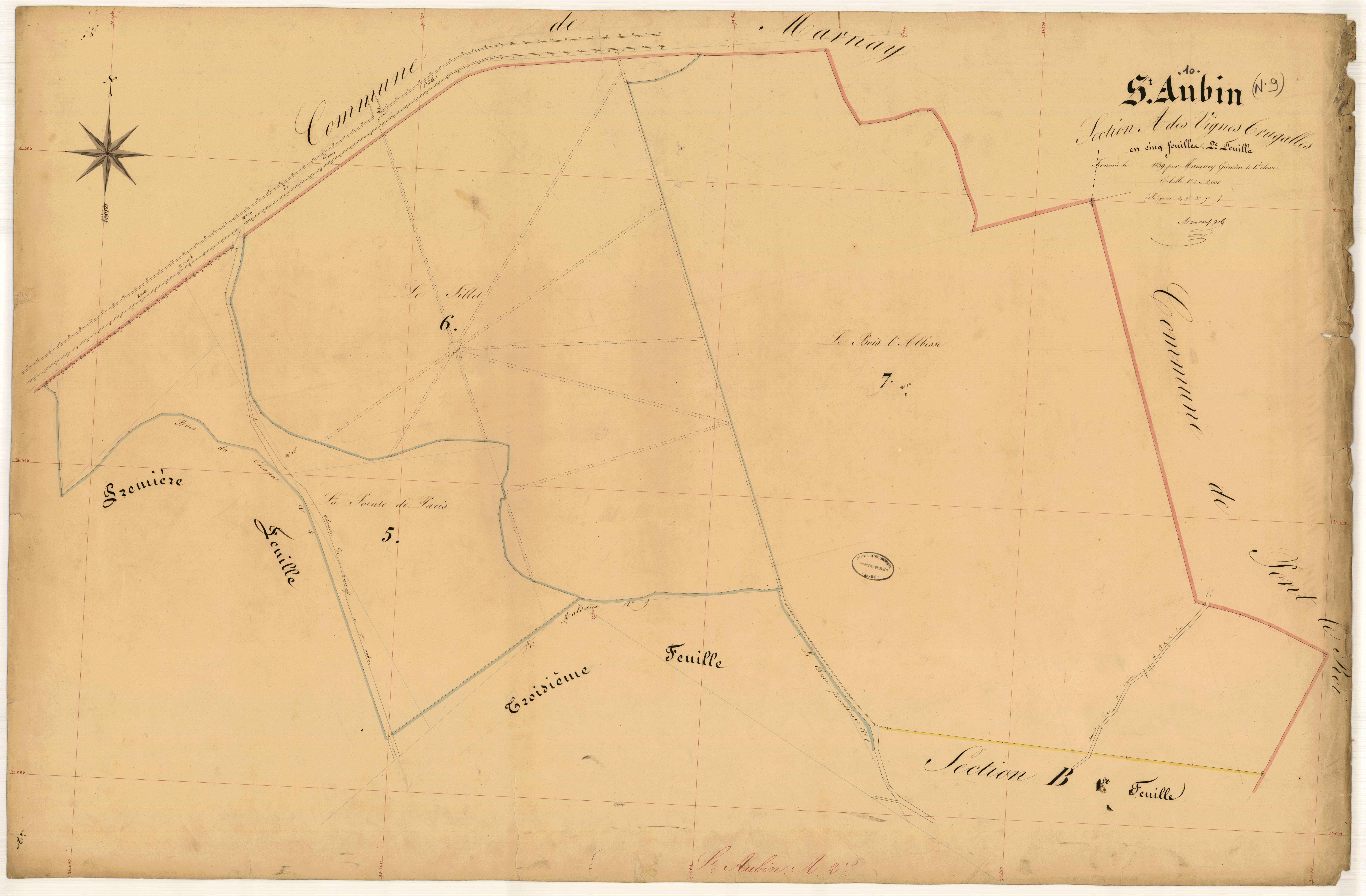 Saint-Aubin, section A dite des Vignes Trugalles, feuille n° 2
