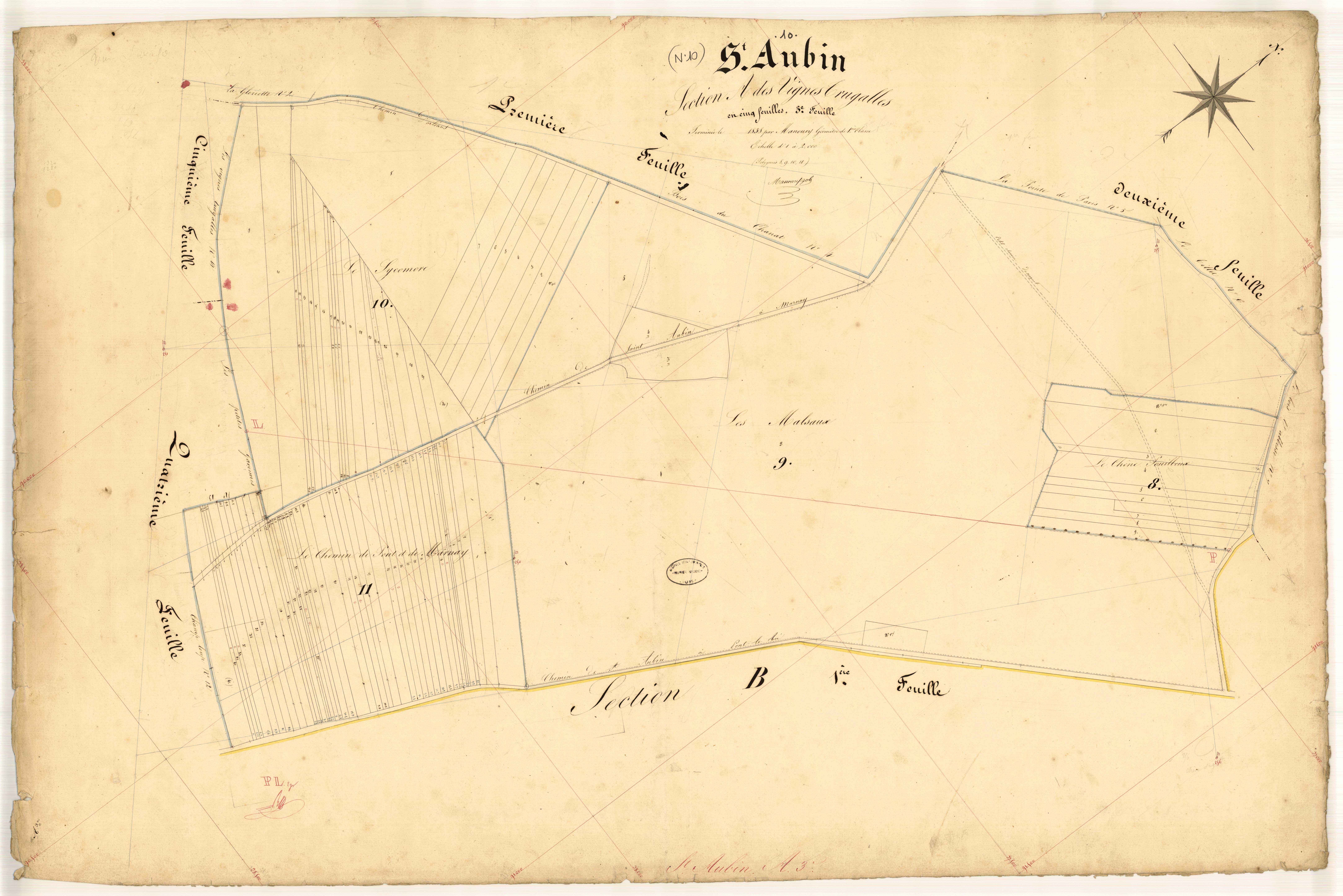 Saint-Aubin, section A dite des Vignes Trugalles, feuille n° 3