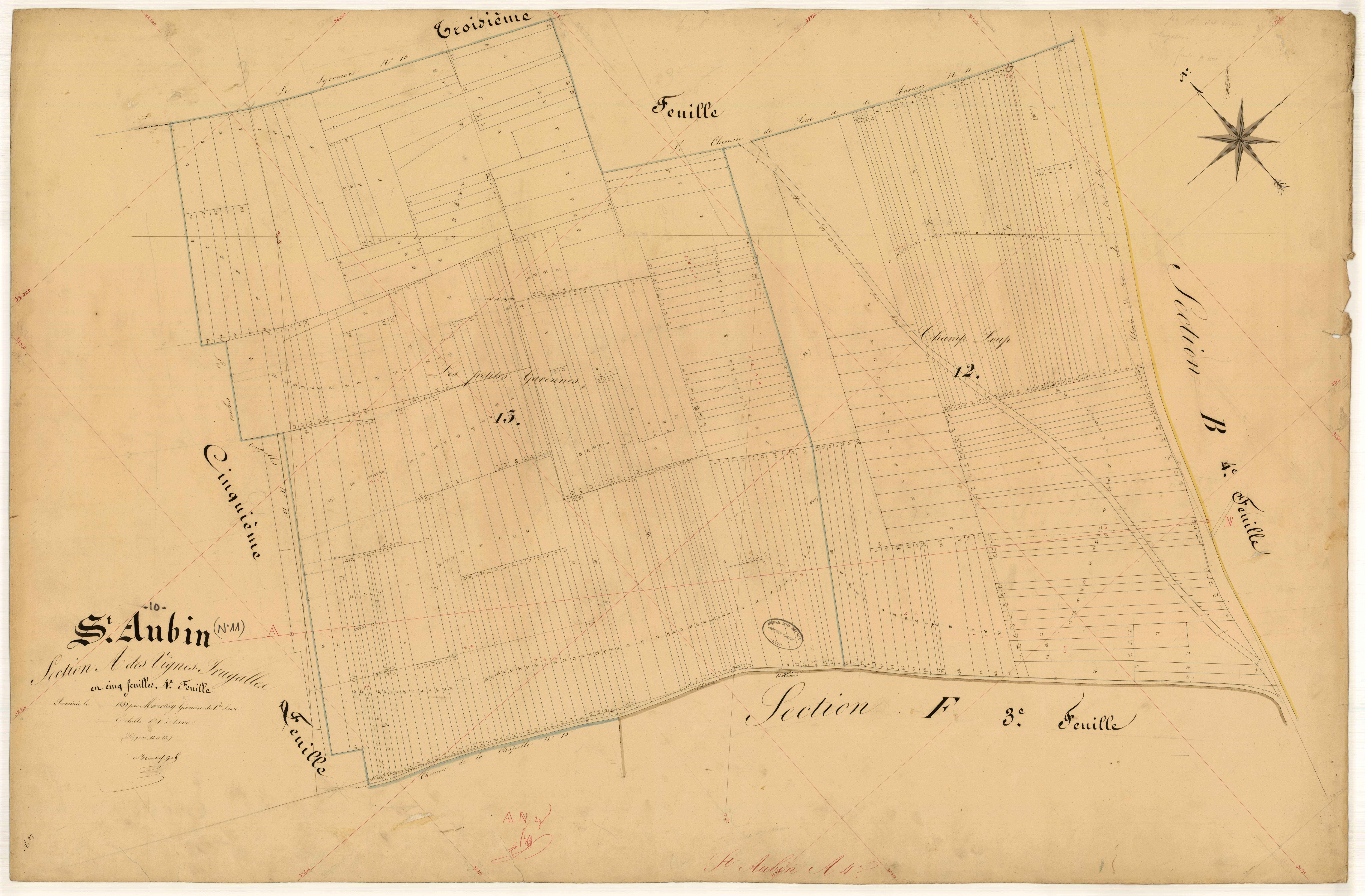 Saint-Aubin, section A dite des Vignes Trugalles, feuille n° 4