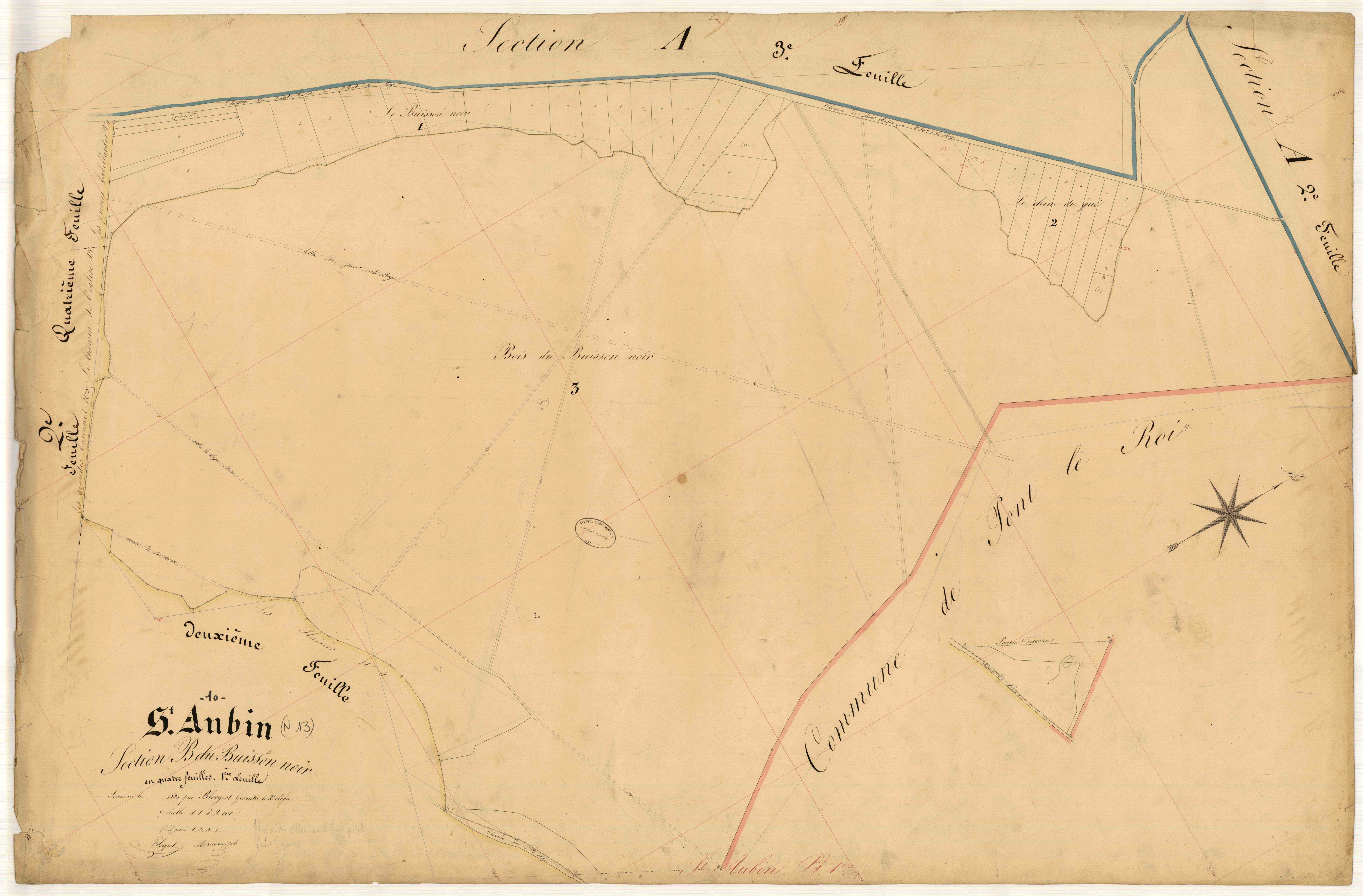 Saint-Aubin, section B dite du Buisson Noir, feuille n° 1