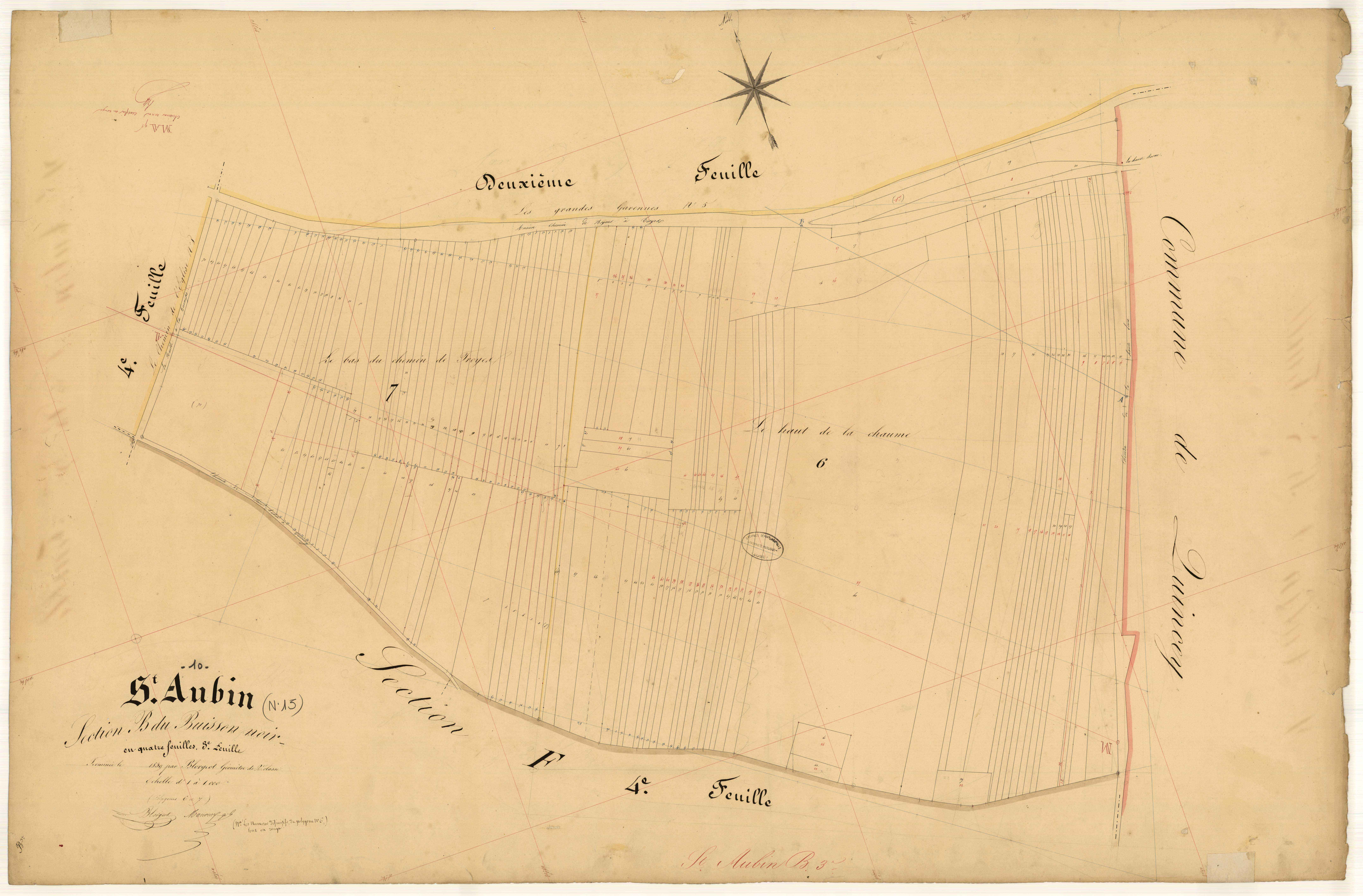 Saint-Aubin, section B dite du Buisson Noir, feuille n° 3