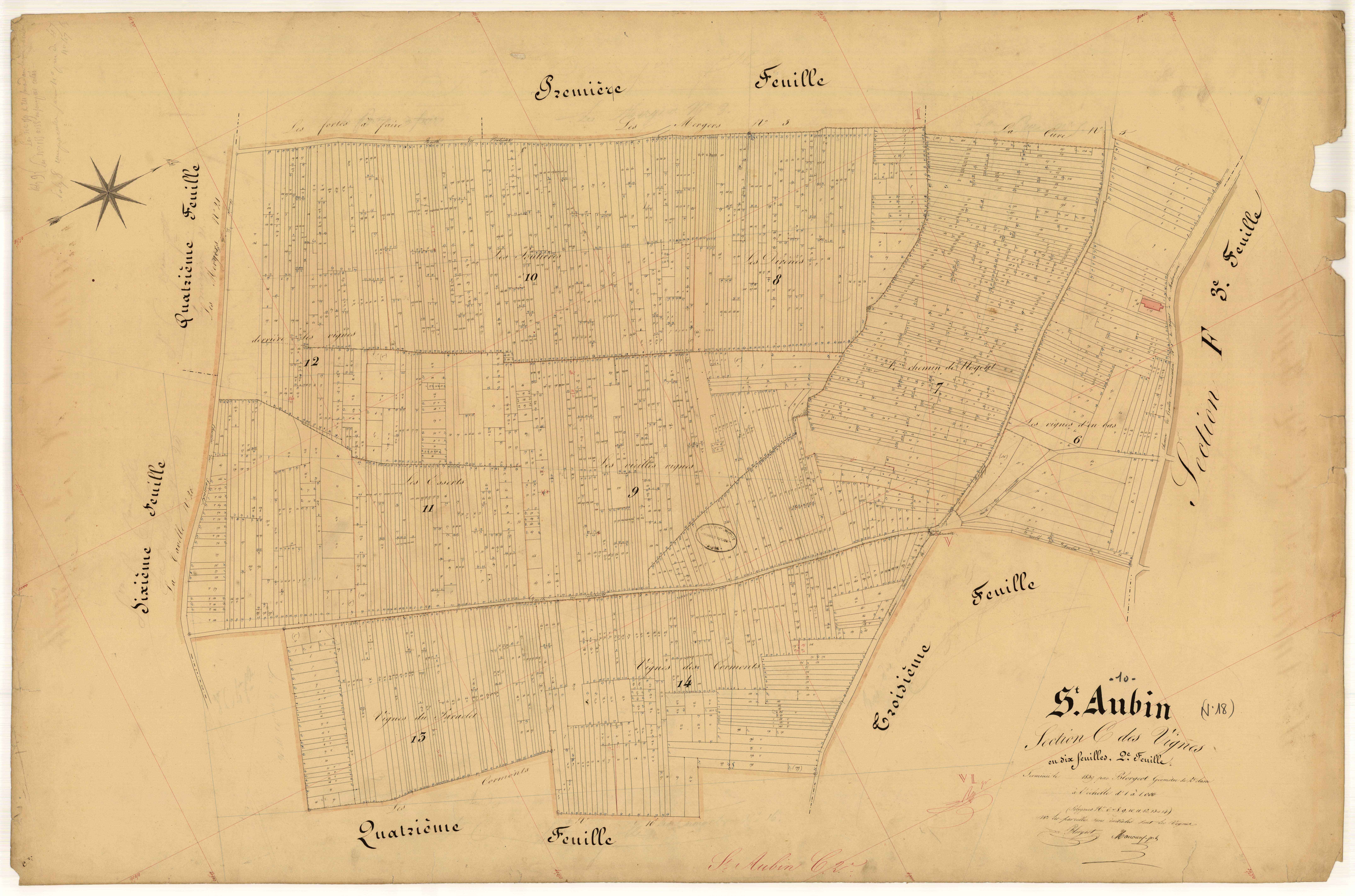 Saint-Aubin, section C dite des Vignes, feuille n° 2